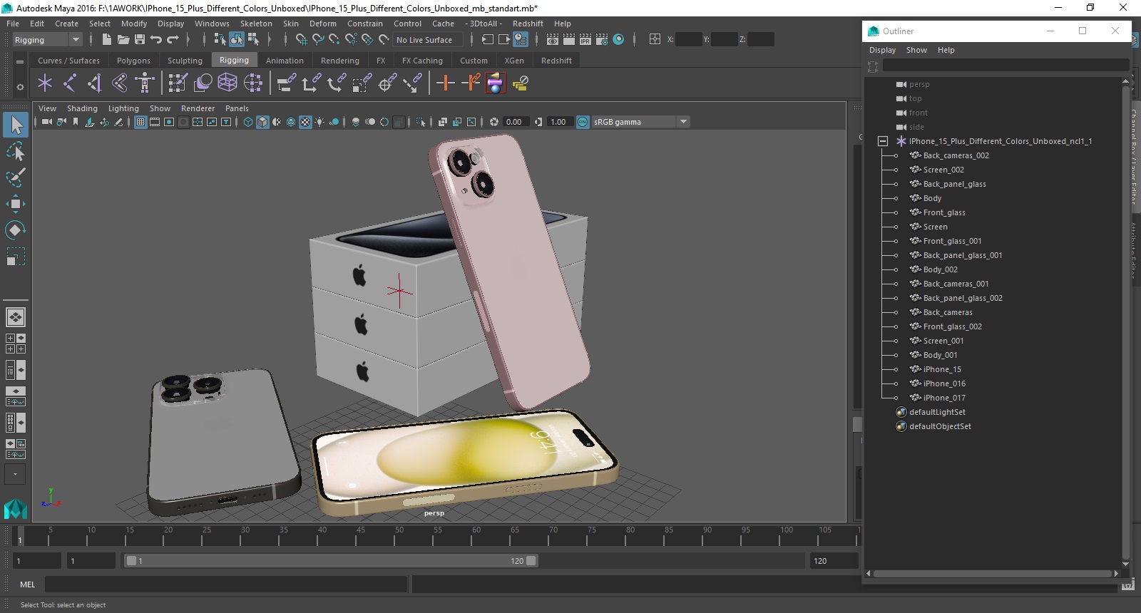 IPhone 15 Plus Different Colors Unboxed 3D model