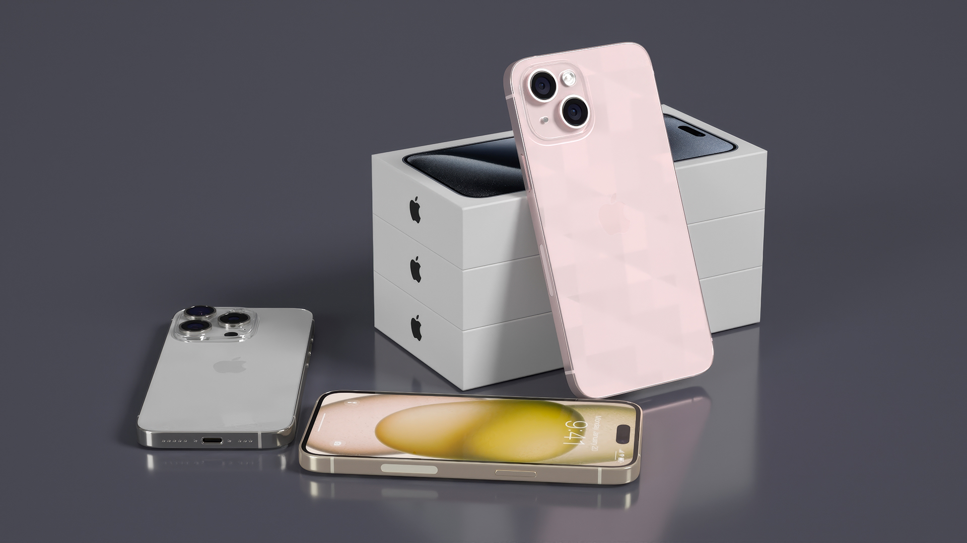 IPhone 15 Plus Different Colors Unboxed 3D model