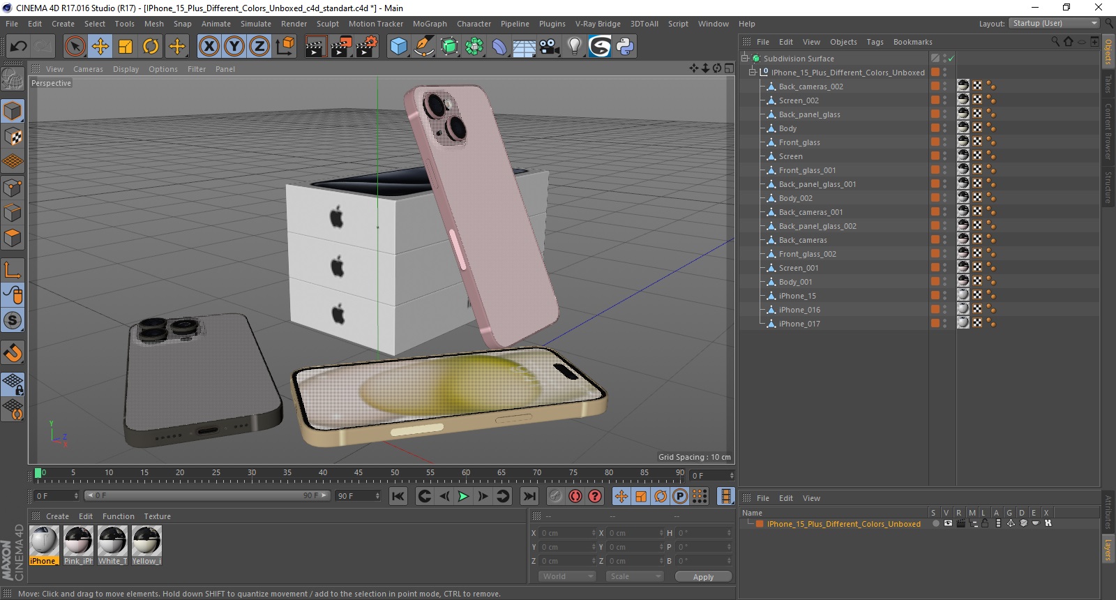 IPhone 15 Plus Different Colors Unboxed 3D model