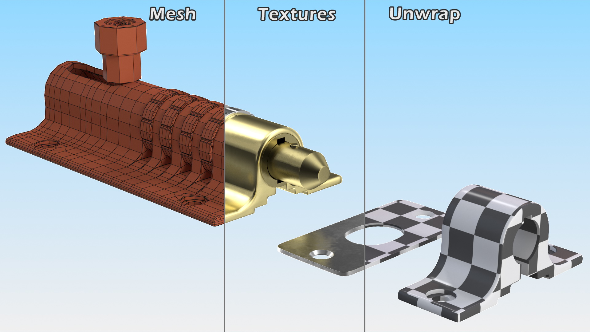 3D Combi Bolt Door Lock Brass