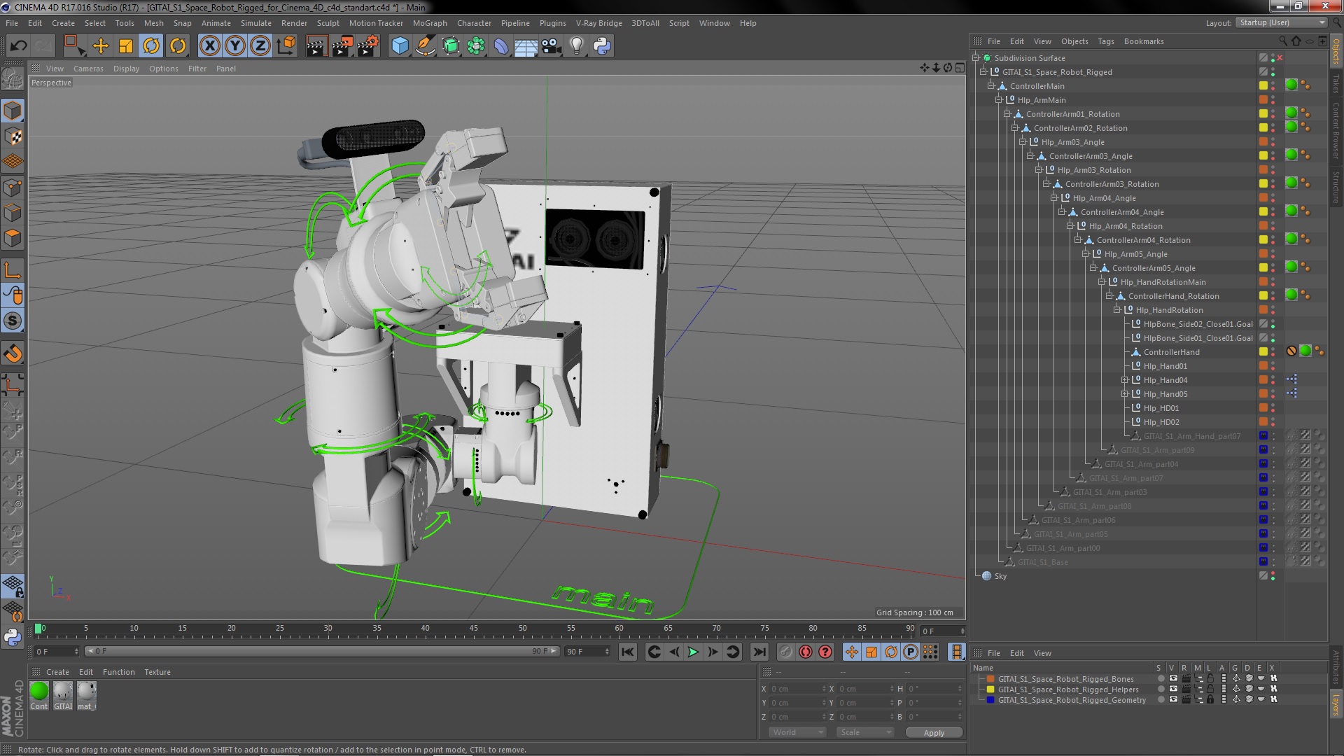 3D GITAI S1 Space Robot Rigged for Cinema 4D