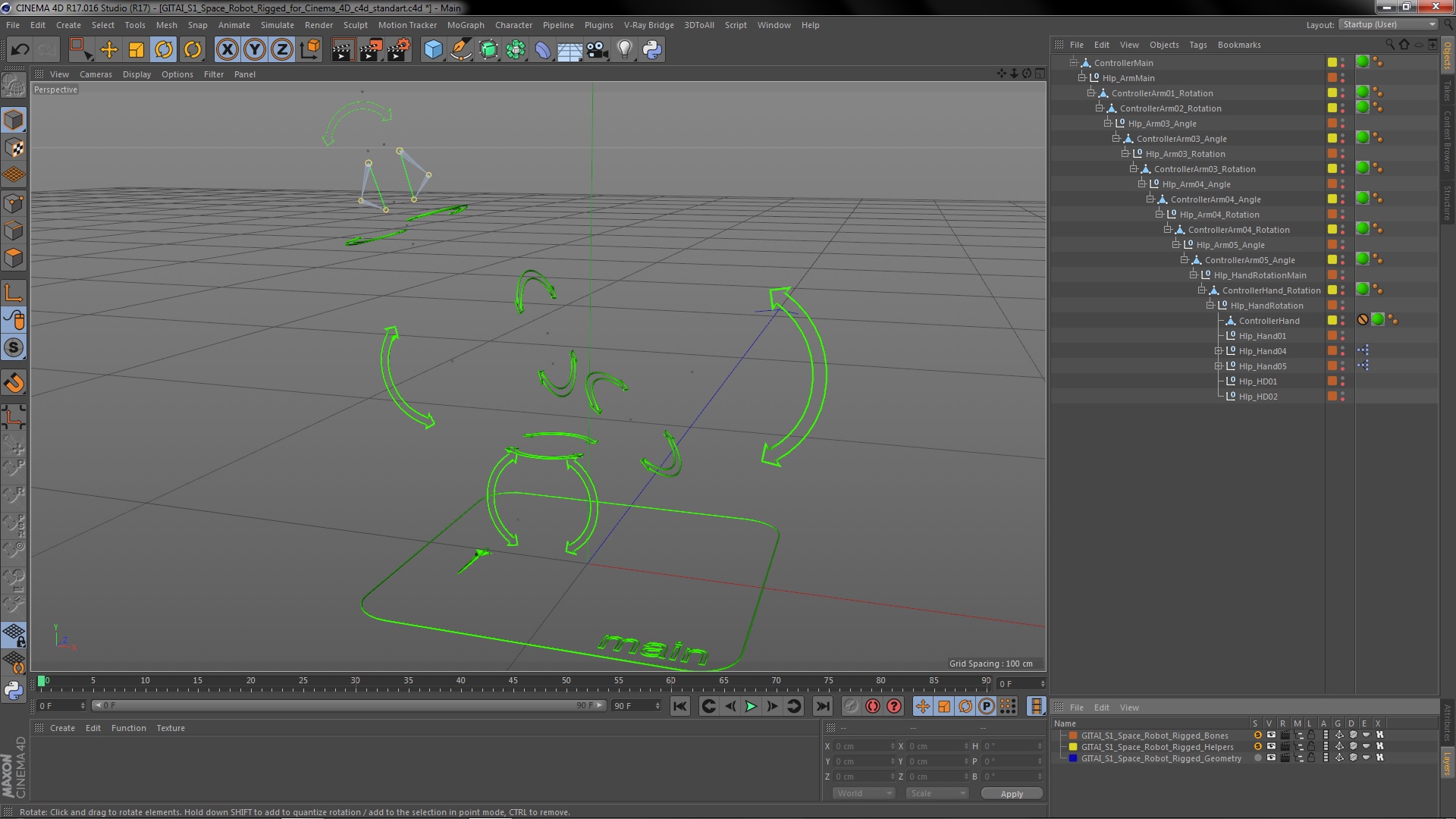 3D GITAI S1 Space Robot Rigged for Cinema 4D