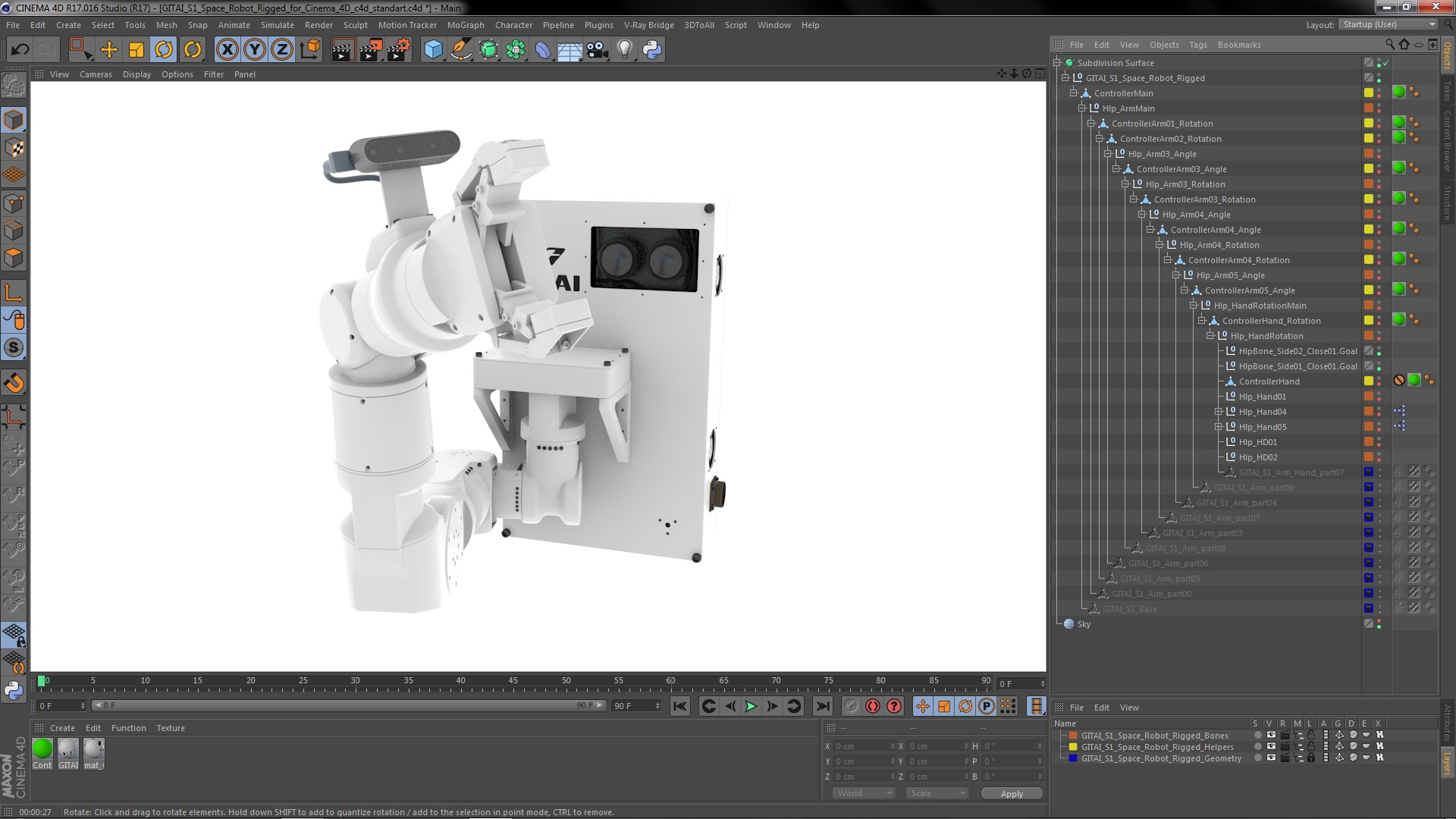 3D GITAI S1 Space Robot Rigged for Cinema 4D