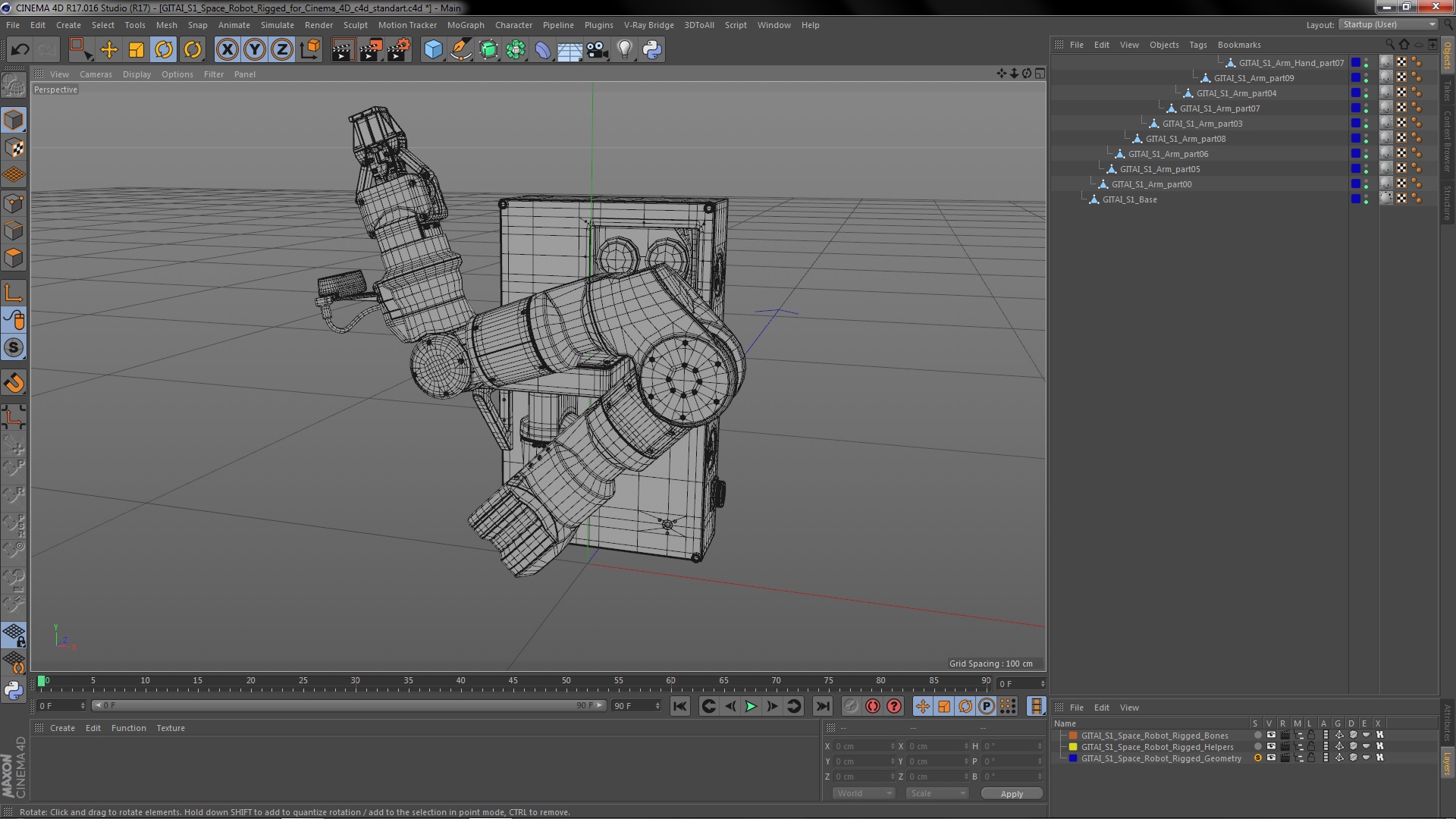 3D GITAI S1 Space Robot Rigged for Cinema 4D