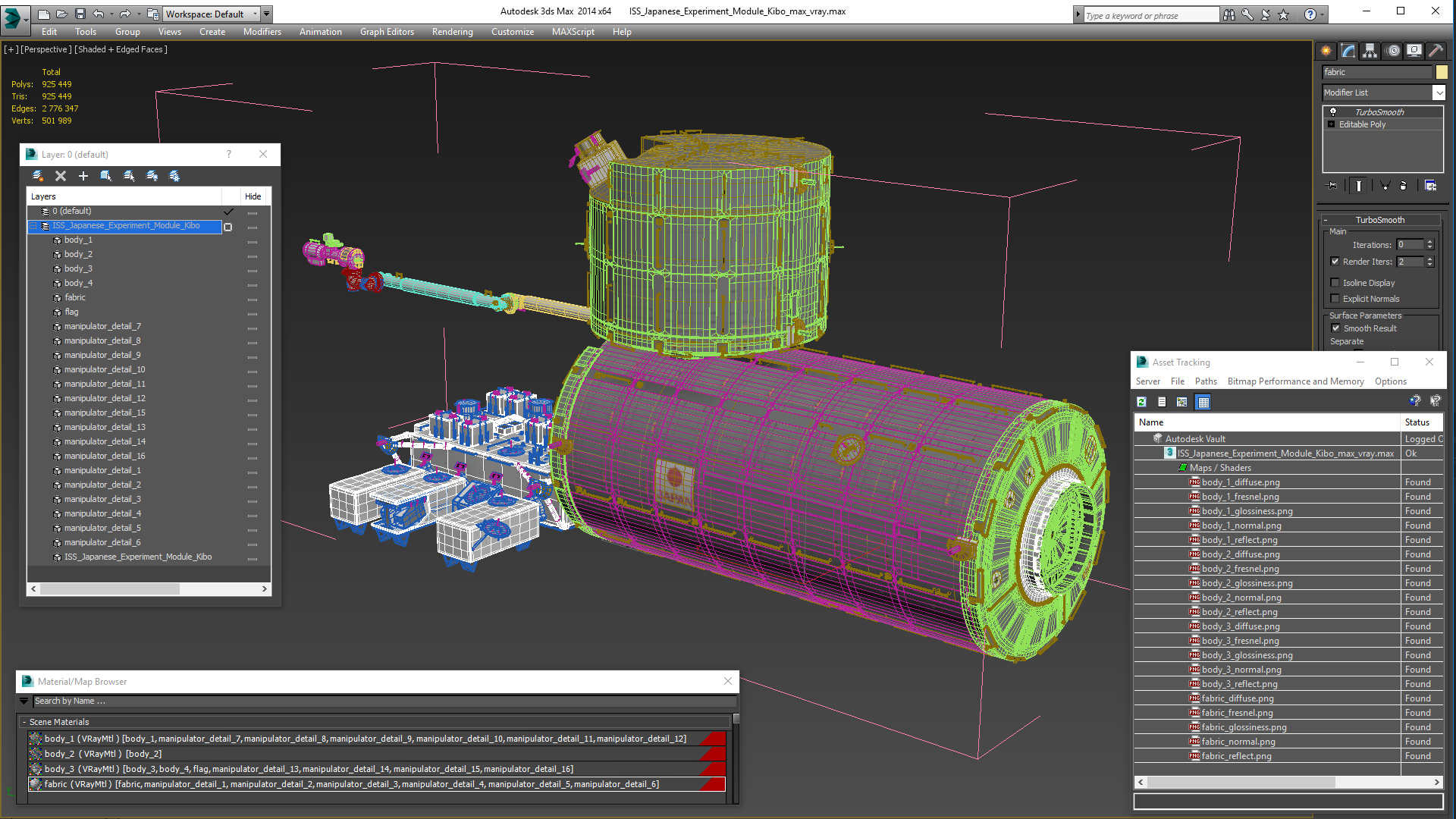 3D model ISS Japanese Experiment Module Kibo