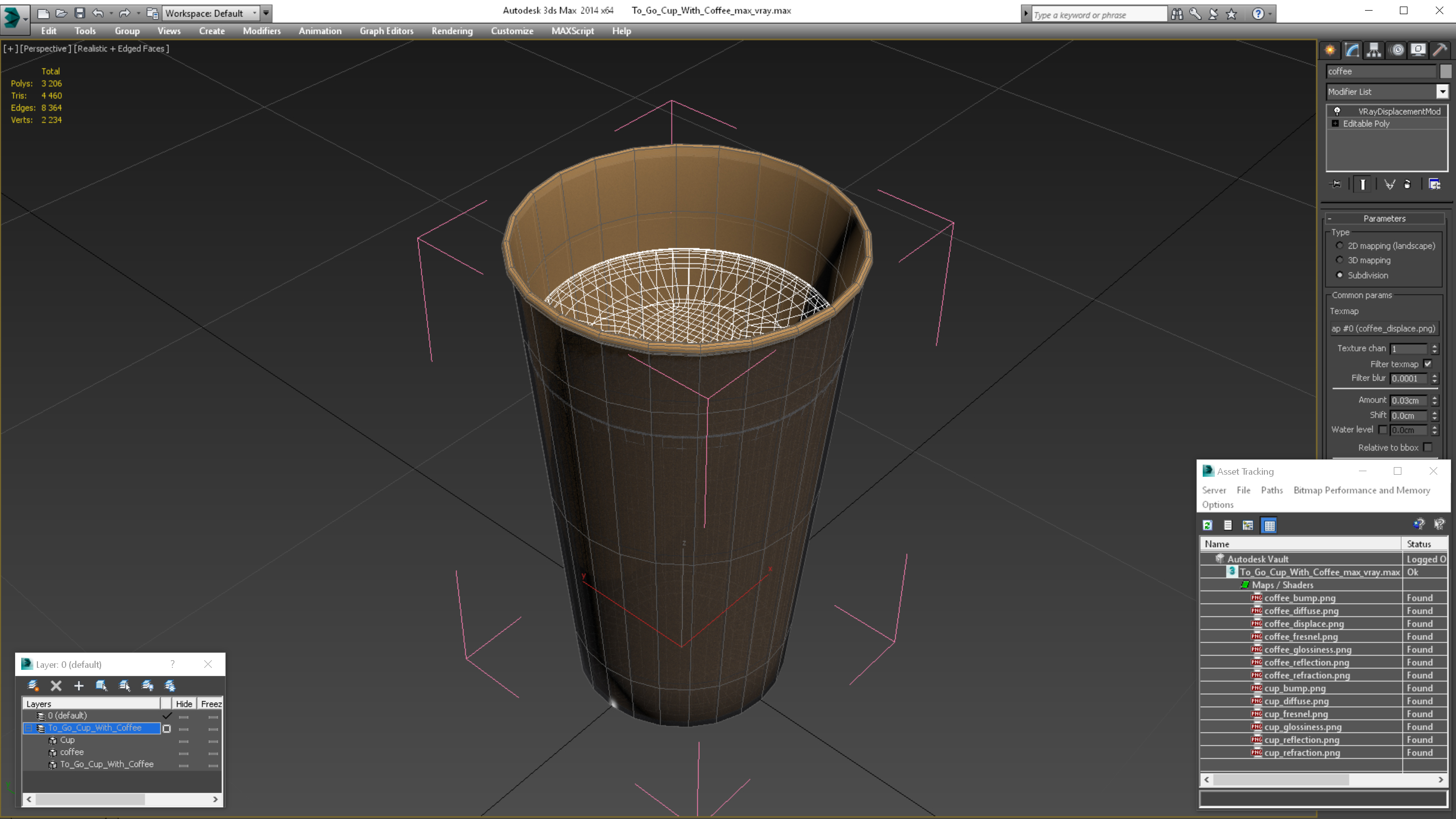 3D To Go Cup With Coffee