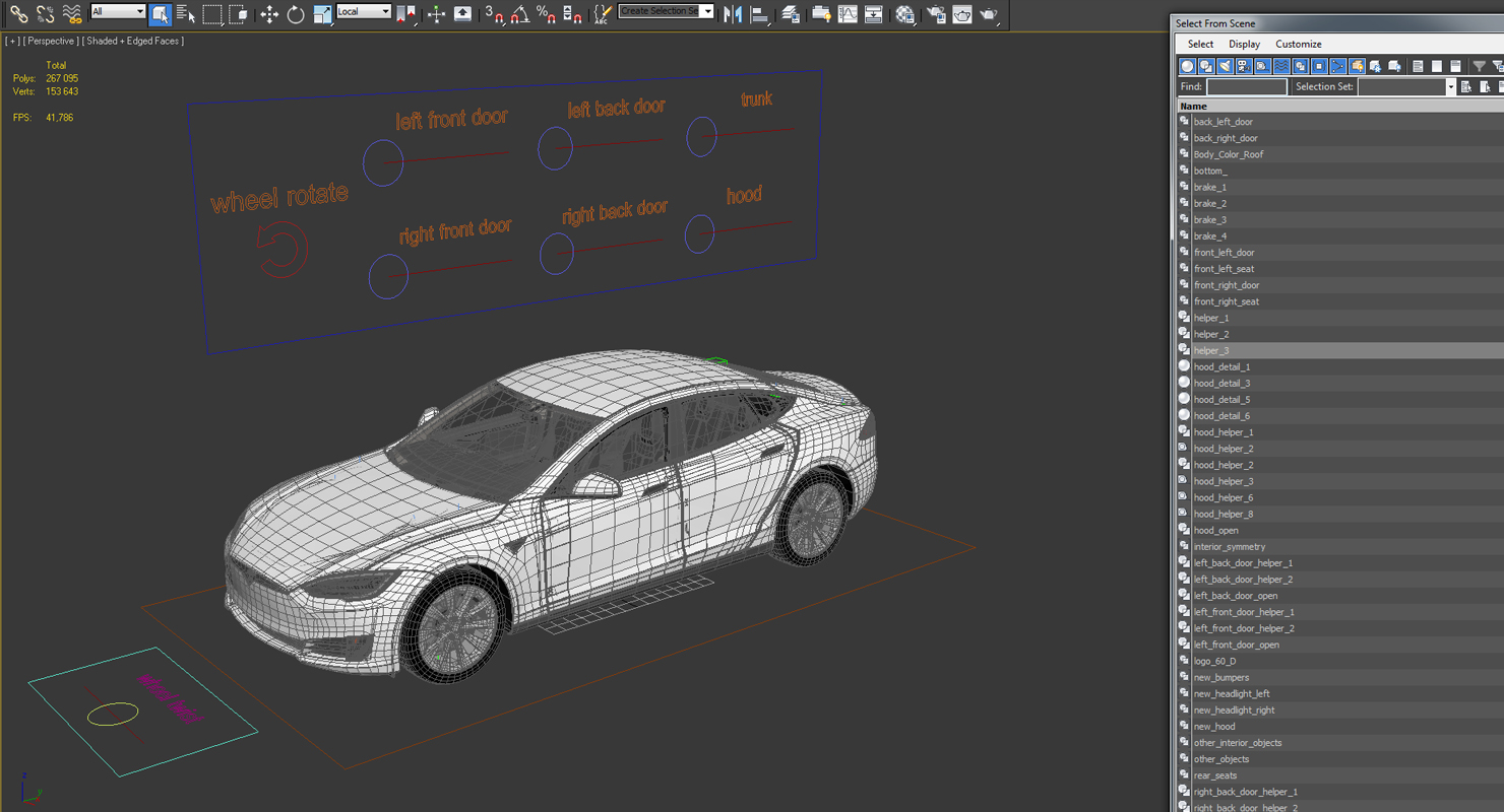 Tesla Model S 60D 2017 Rigged 3D model