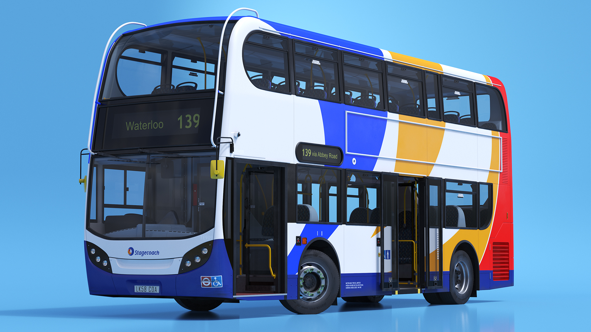 3D model Double Decker City Bus Stagecoach Enviro400 Rigged