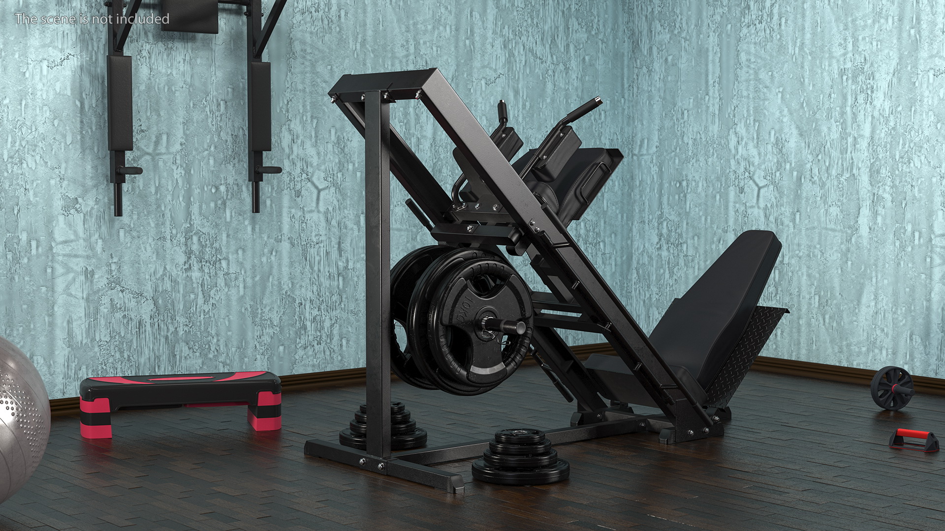 3D Leg Press and Hack Squat Machine with Plates Set model