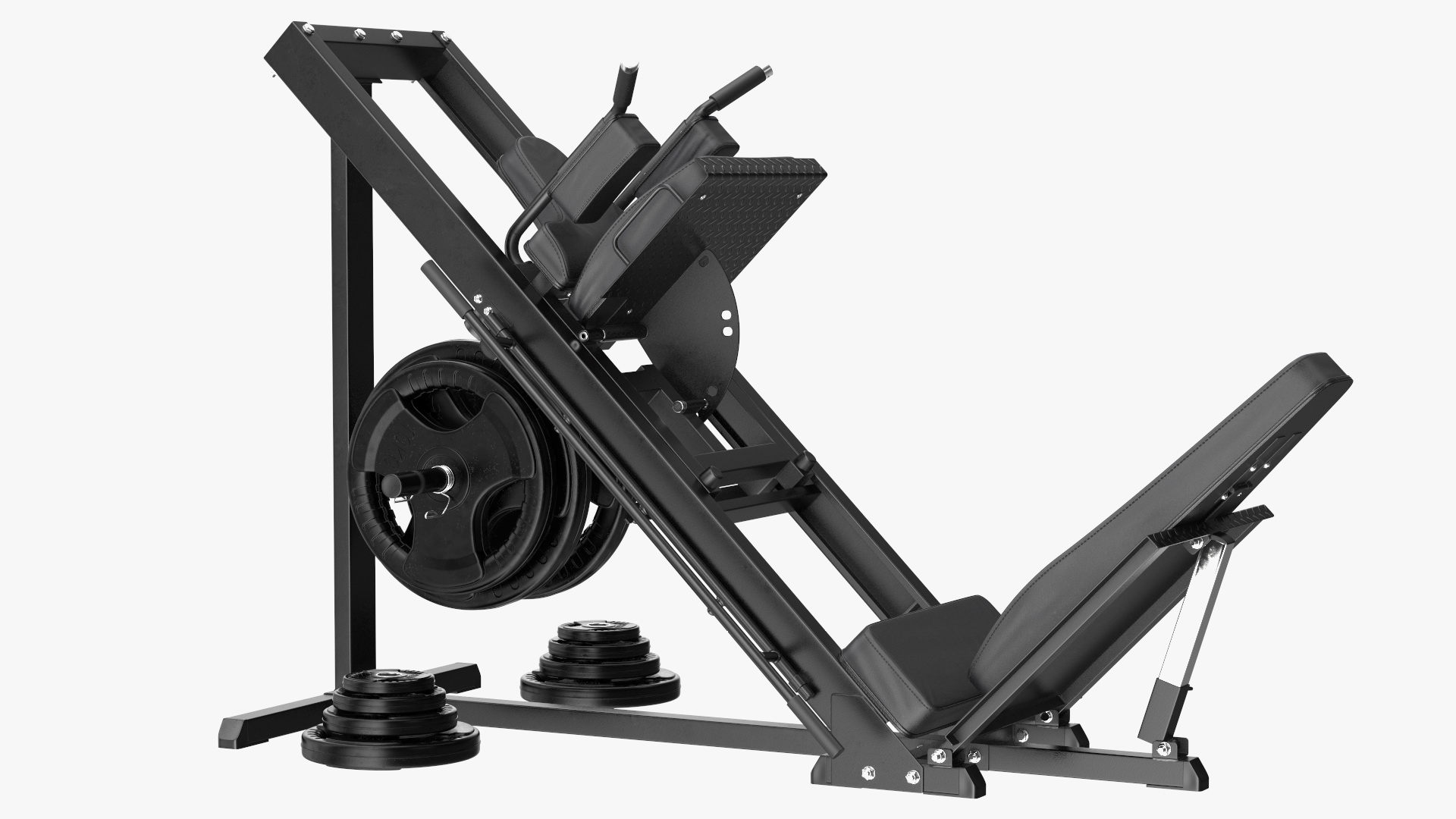3D Leg Press and Hack Squat Machine with Plates Set model