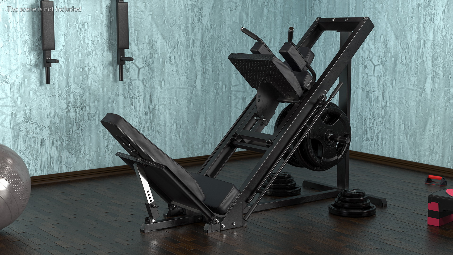 3D Leg Press and Hack Squat Machine with Plates Set model