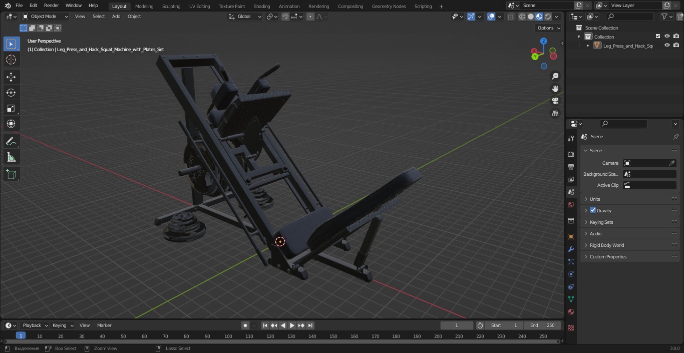 3D Leg Press and Hack Squat Machine with Plates Set model