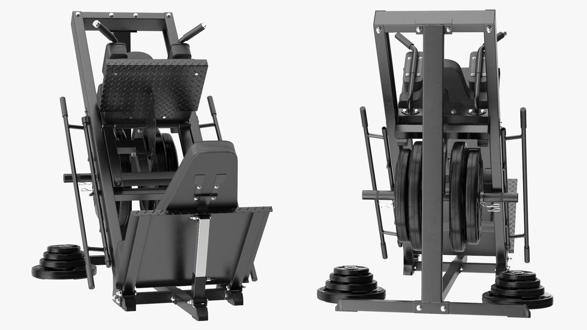3D Leg Press and Hack Squat Machine with Plates Set model
