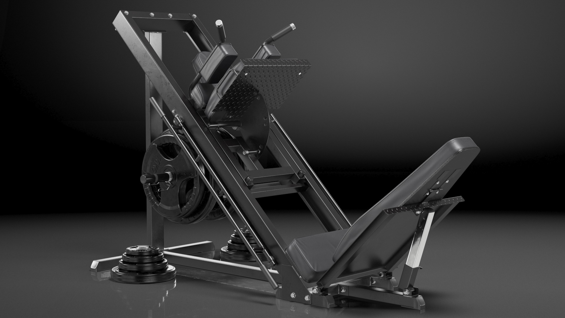 3D Leg Press and Hack Squat Machine with Plates Set model