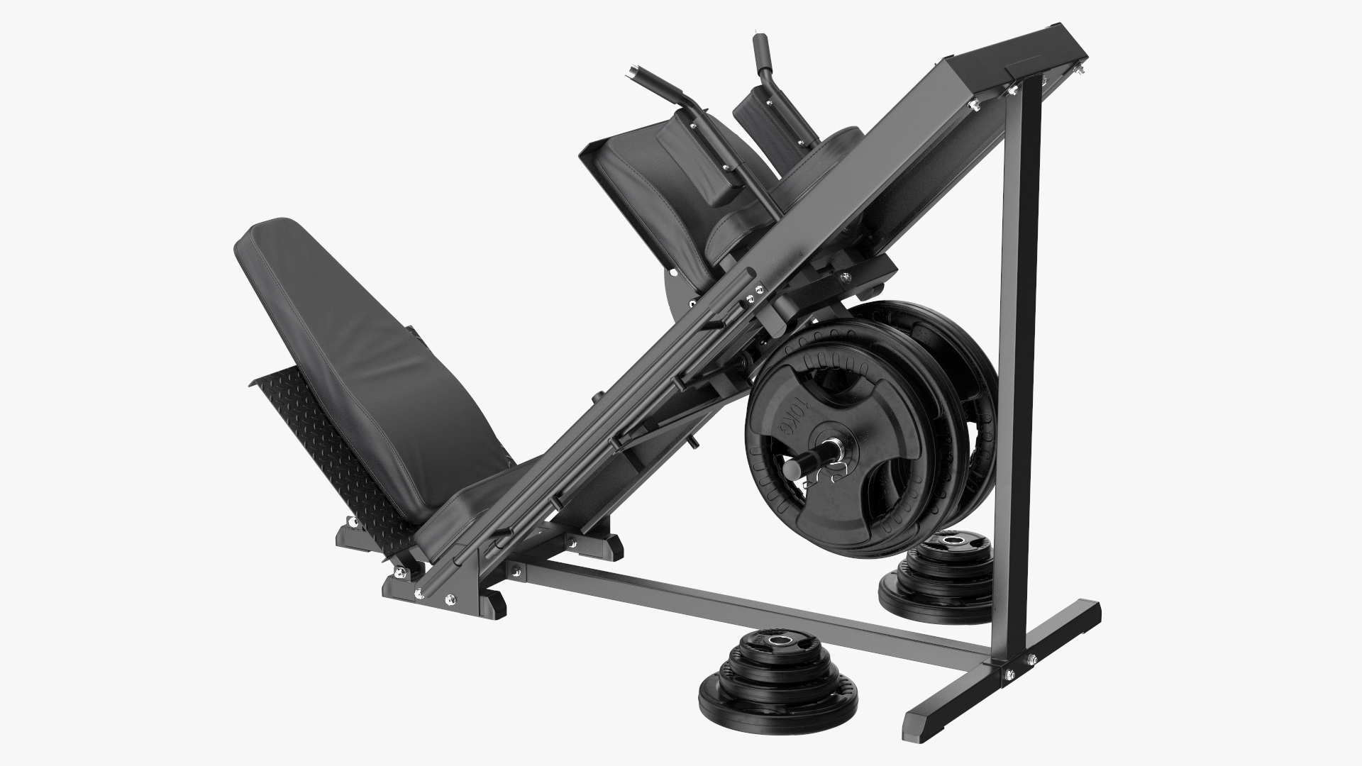3D Leg Press and Hack Squat Machine with Plates Set model