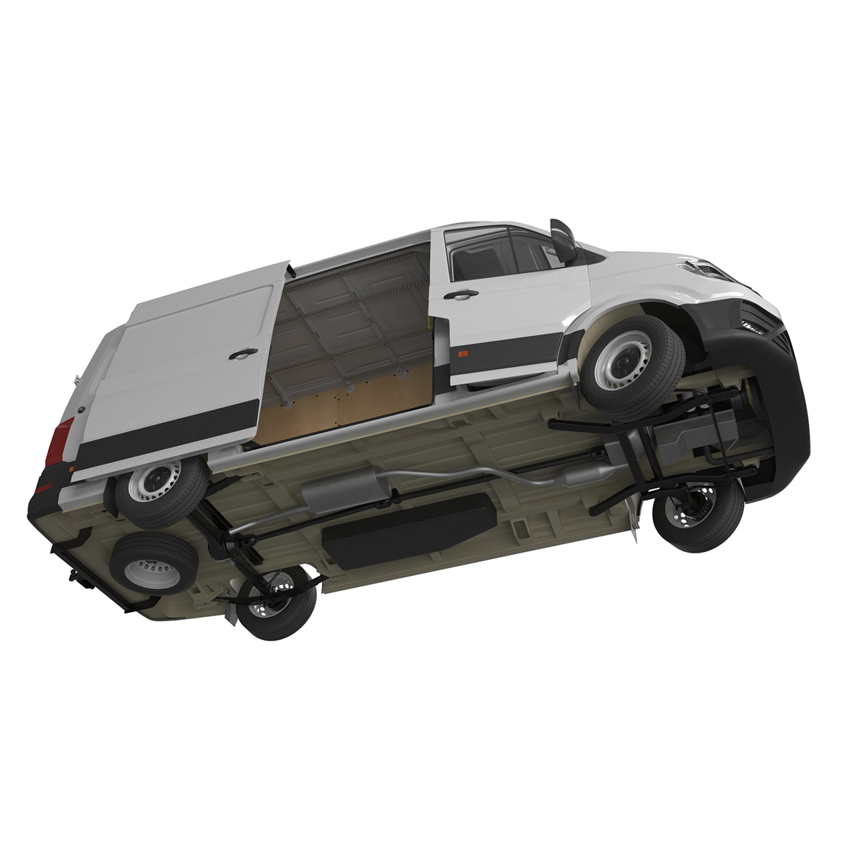 Volkswagen Crafter Van 2024 Silver Metallic Rigged for Cinema 4D 3D model