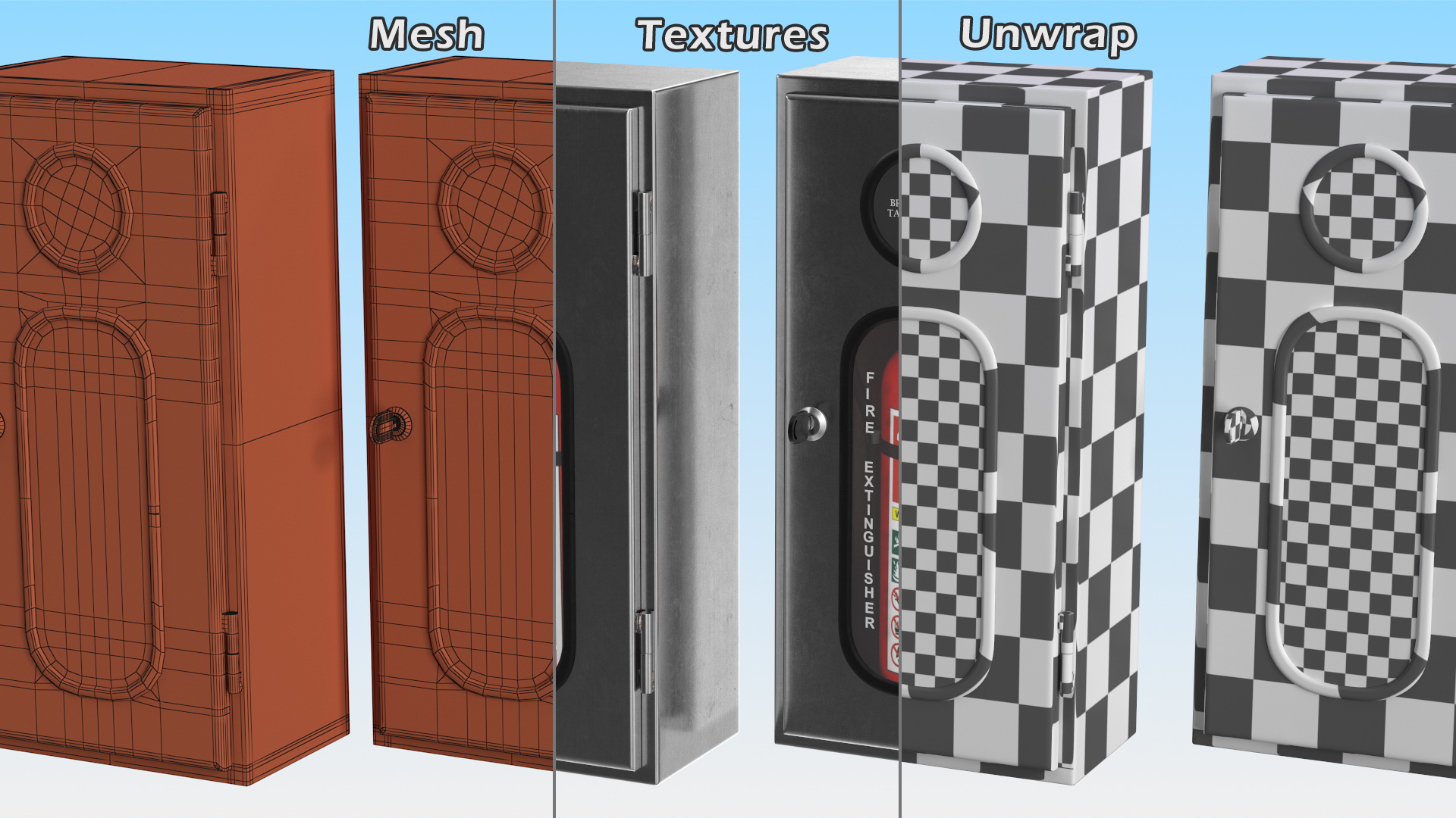 3D Fire Extinguisher Storage Box Set model