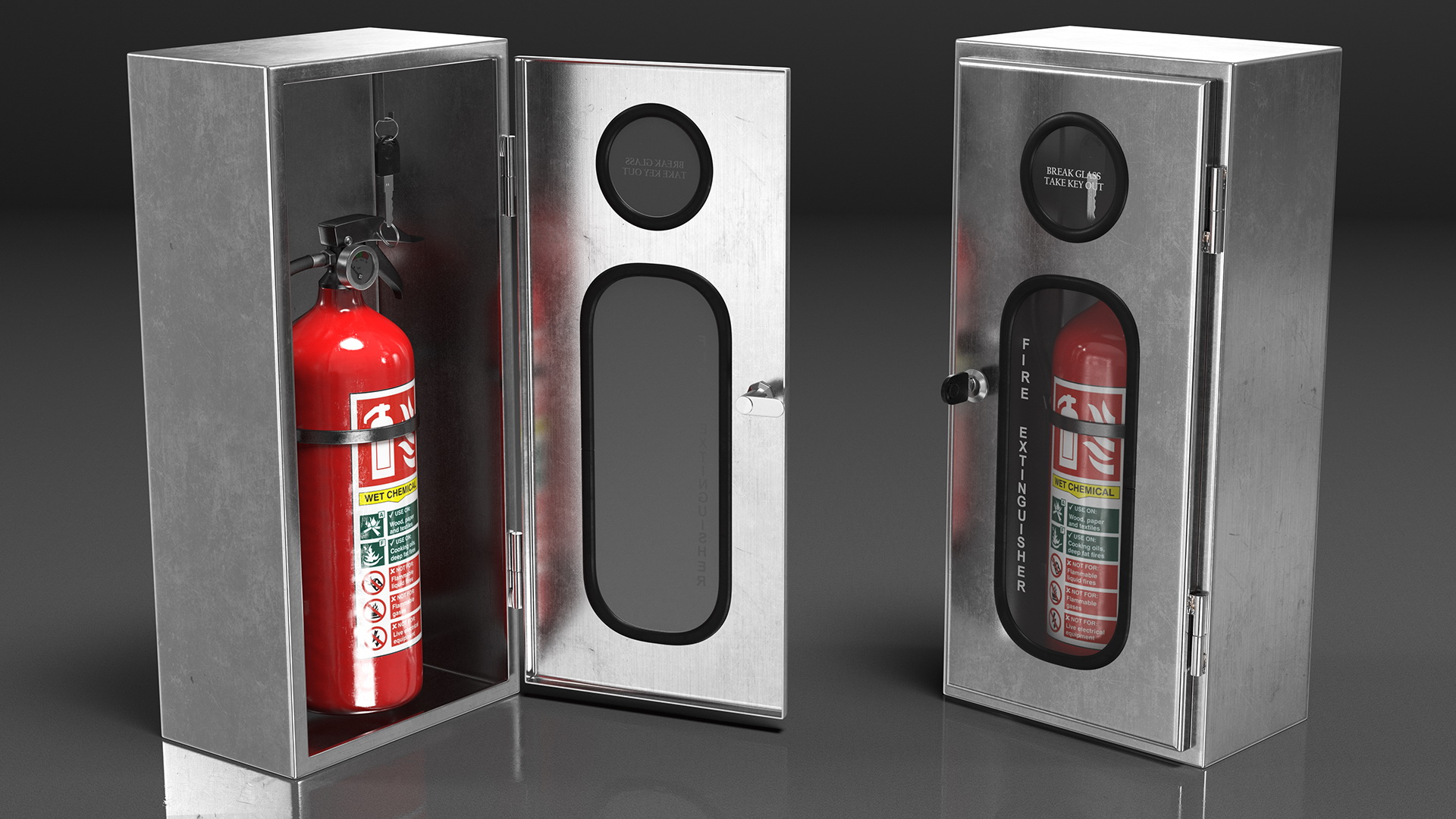 3D Fire Extinguisher Storage Box Set model