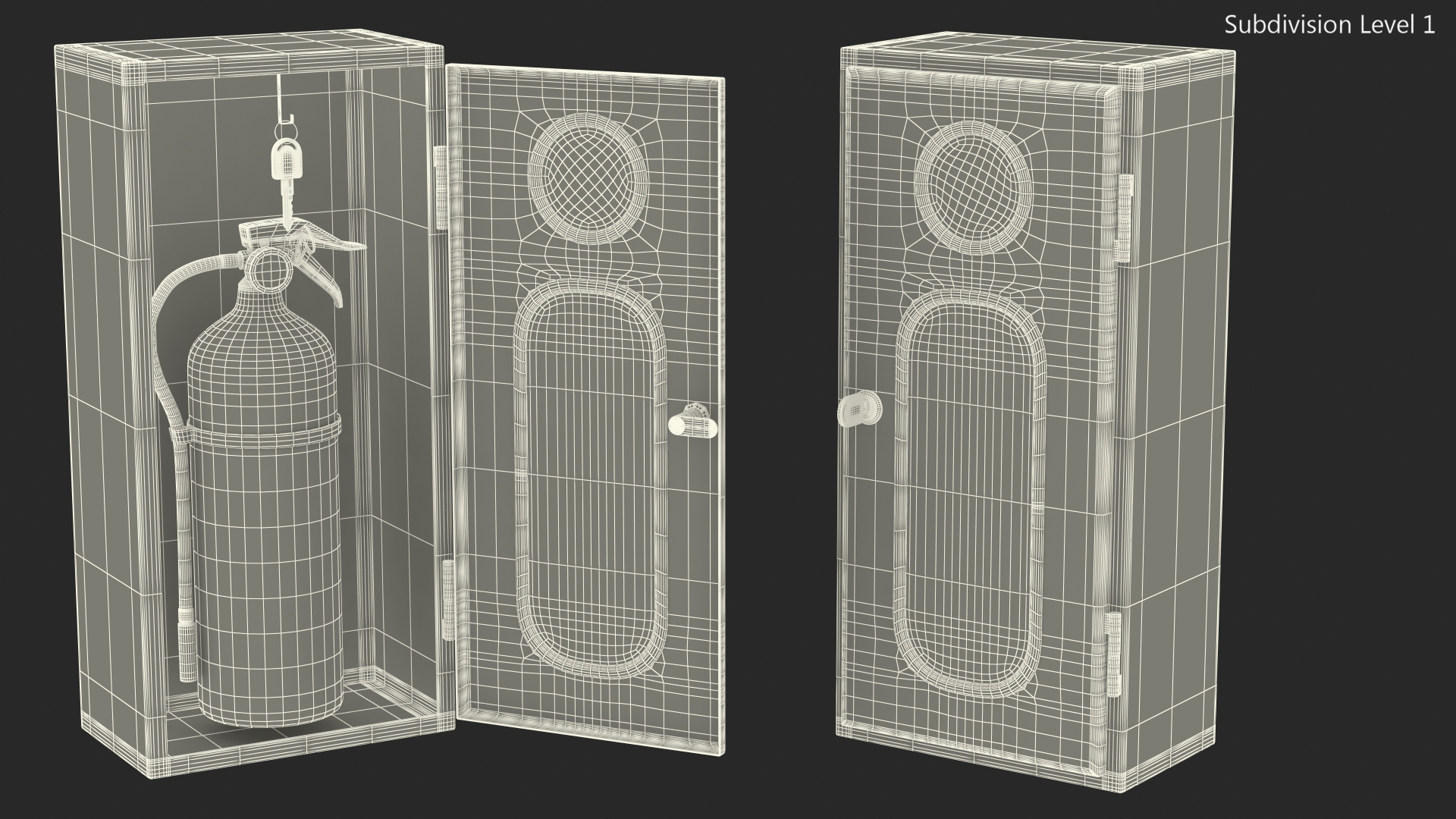 3D Fire Extinguisher Storage Box Set model