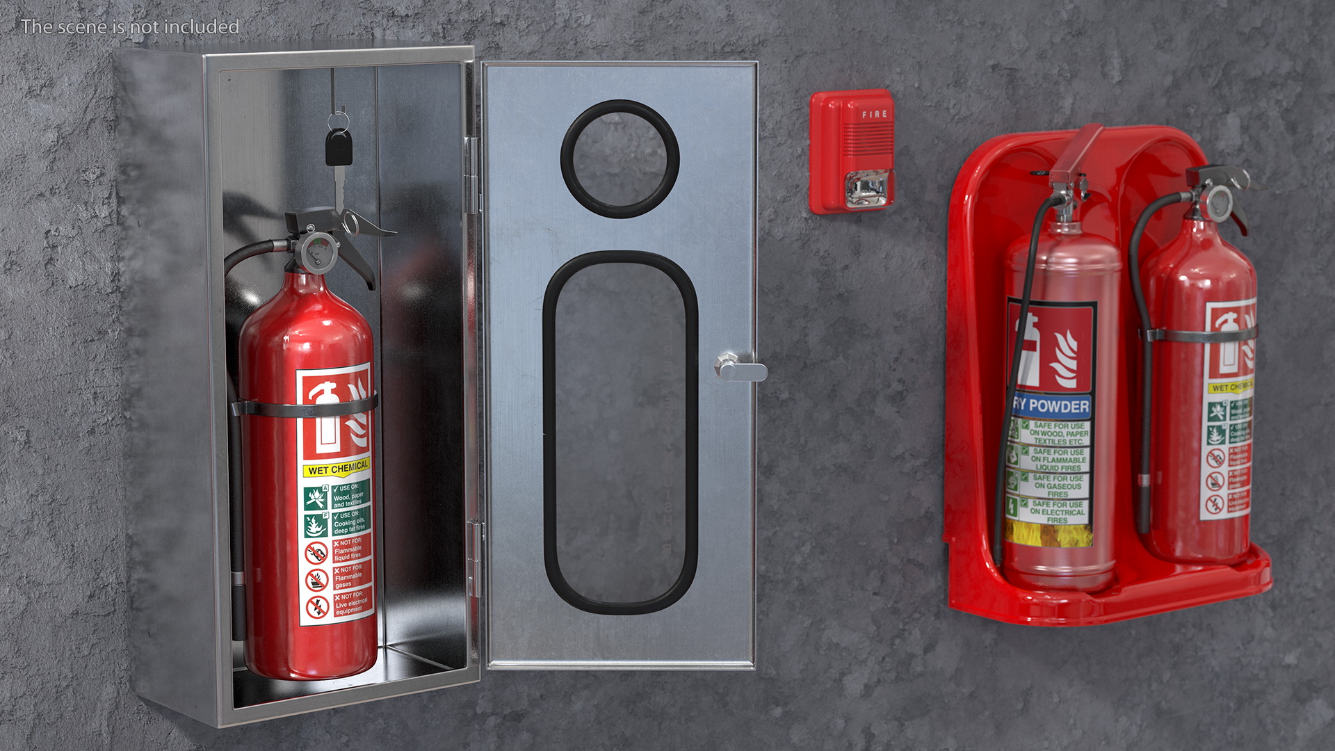 3D Fire Extinguisher Storage Box Set model