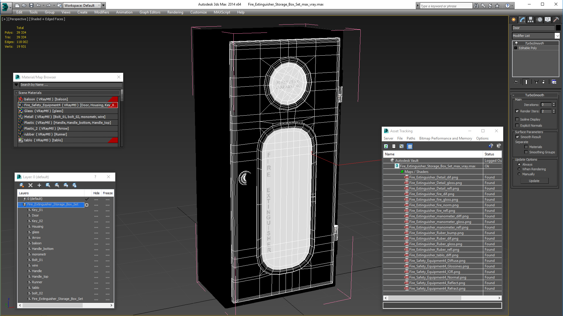 3D Fire Extinguisher Storage Box Set model