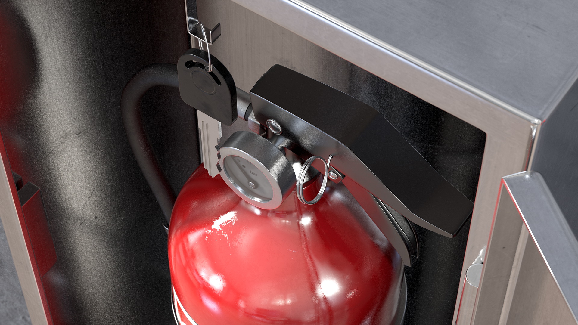 3D Fire Extinguisher Storage Box Set model