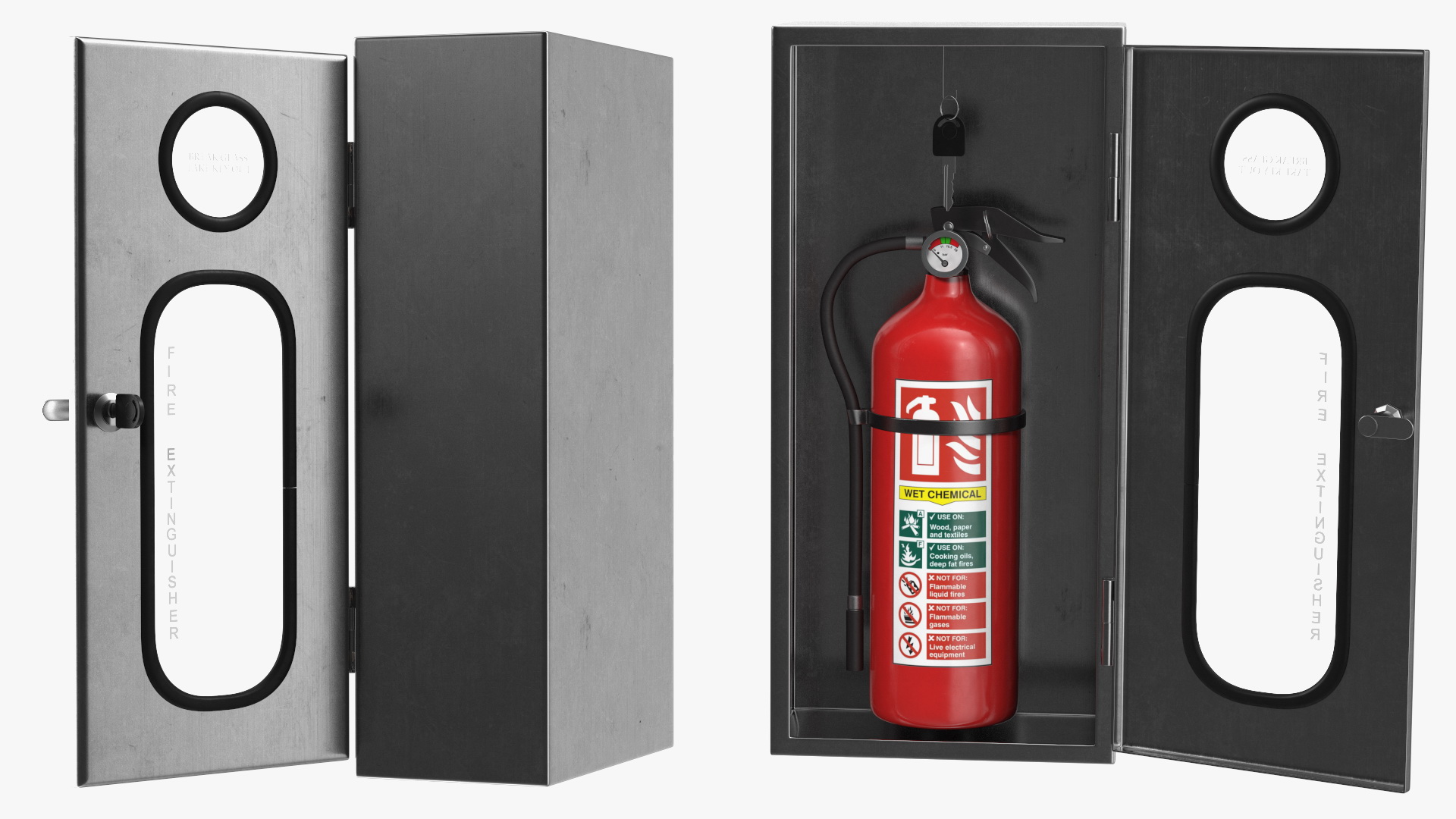 3D Fire Extinguisher Storage Box Set model