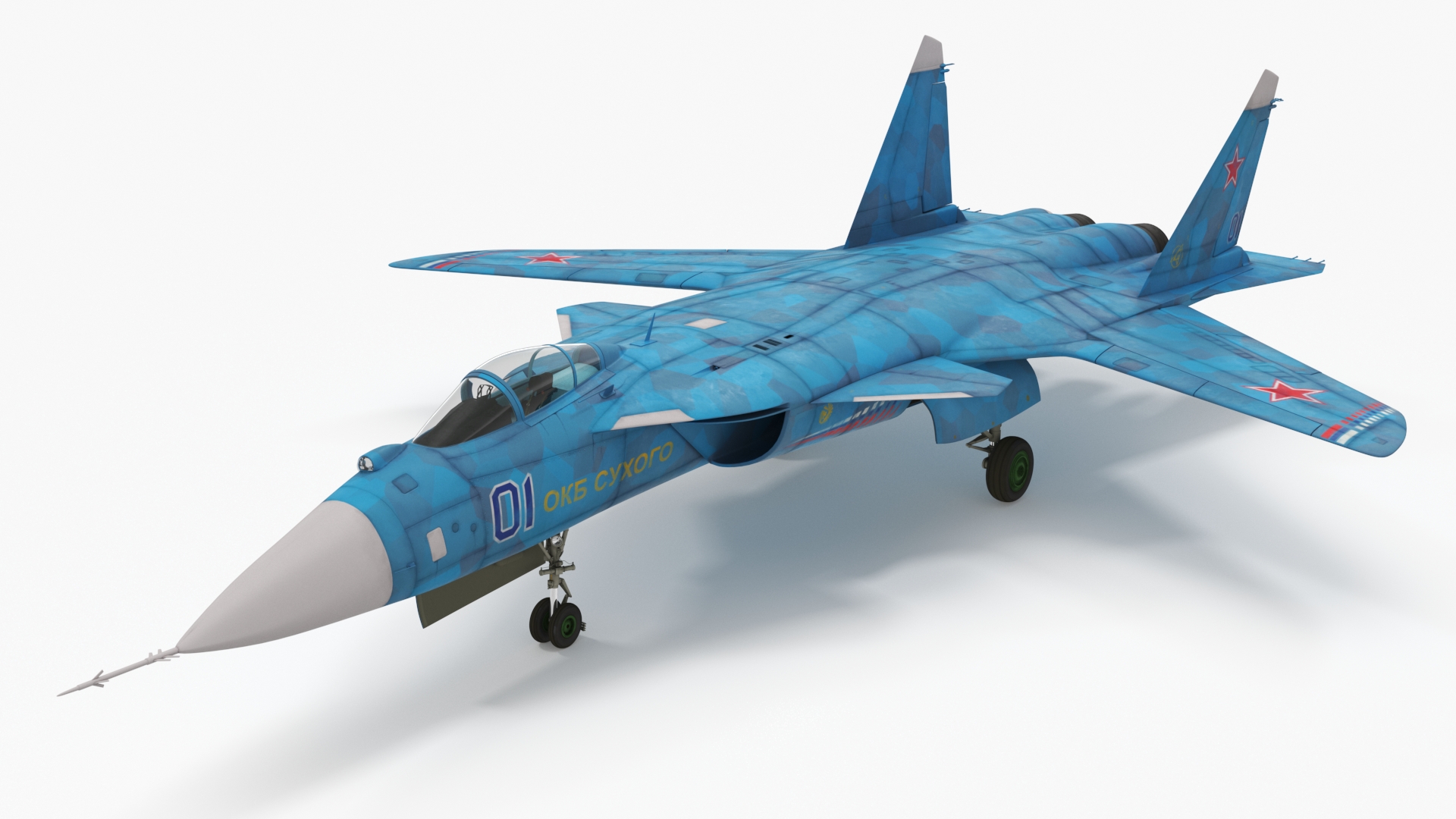 3D Sukhoi Su 47 Berkut Russian Supersonic Jet Fighter Rigged for Cinema 4D