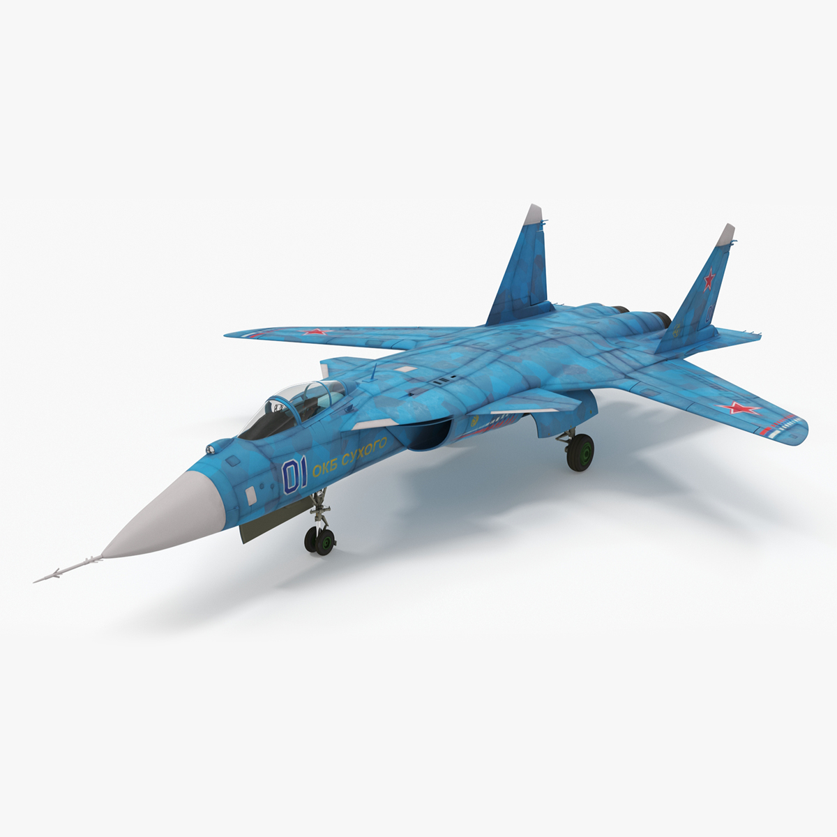 3D Sukhoi Su 47 Berkut Russian Supersonic Jet Fighter Rigged for Cinema 4D