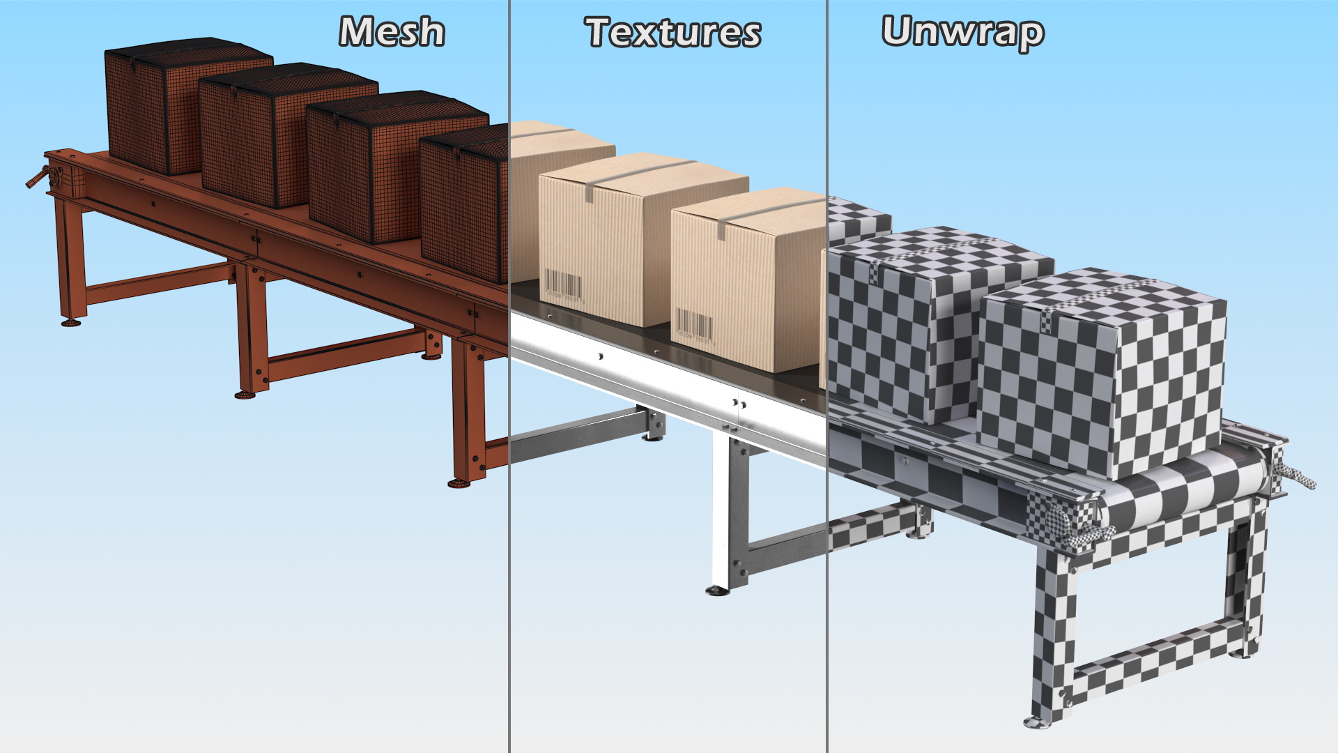 Conveyor Belt With Box 3D