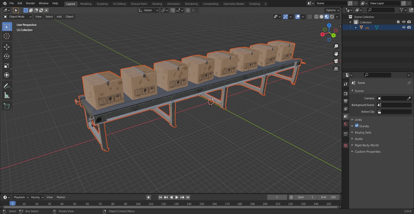 Conveyor Belt With Box 3D
