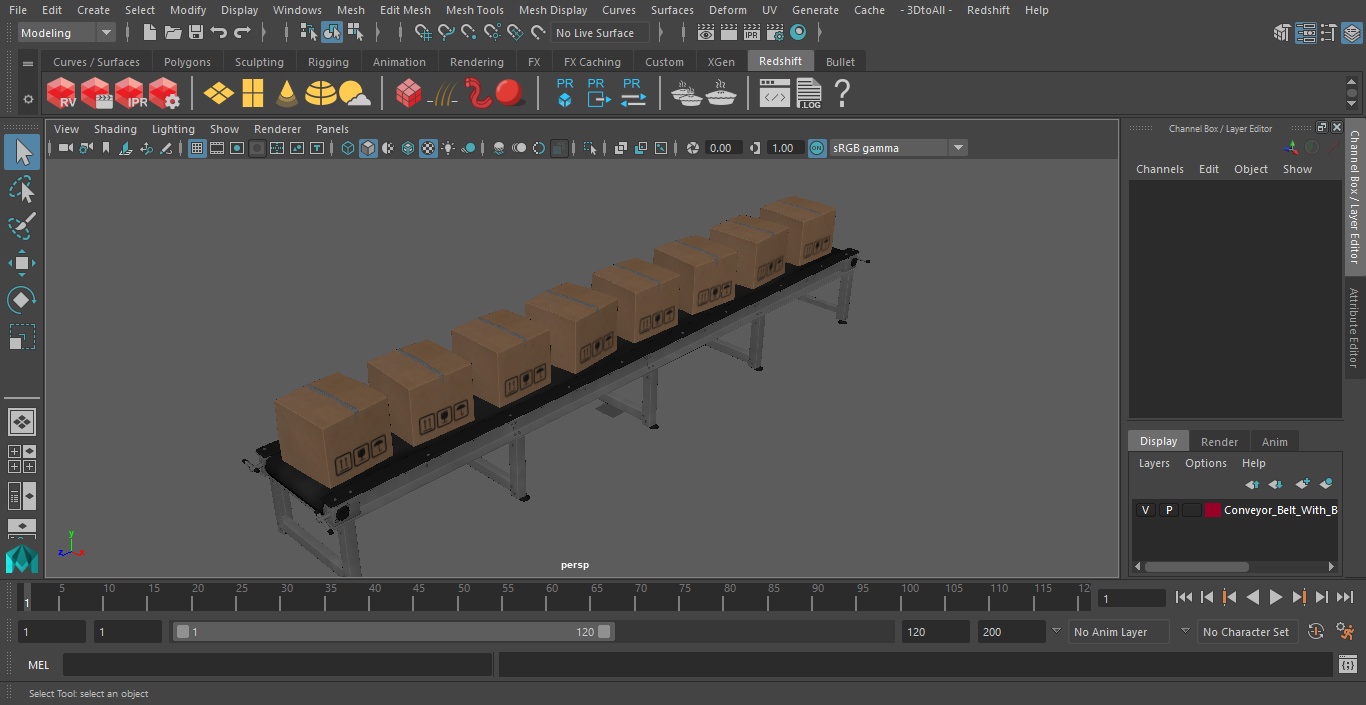 Conveyor Belt With Box 3D