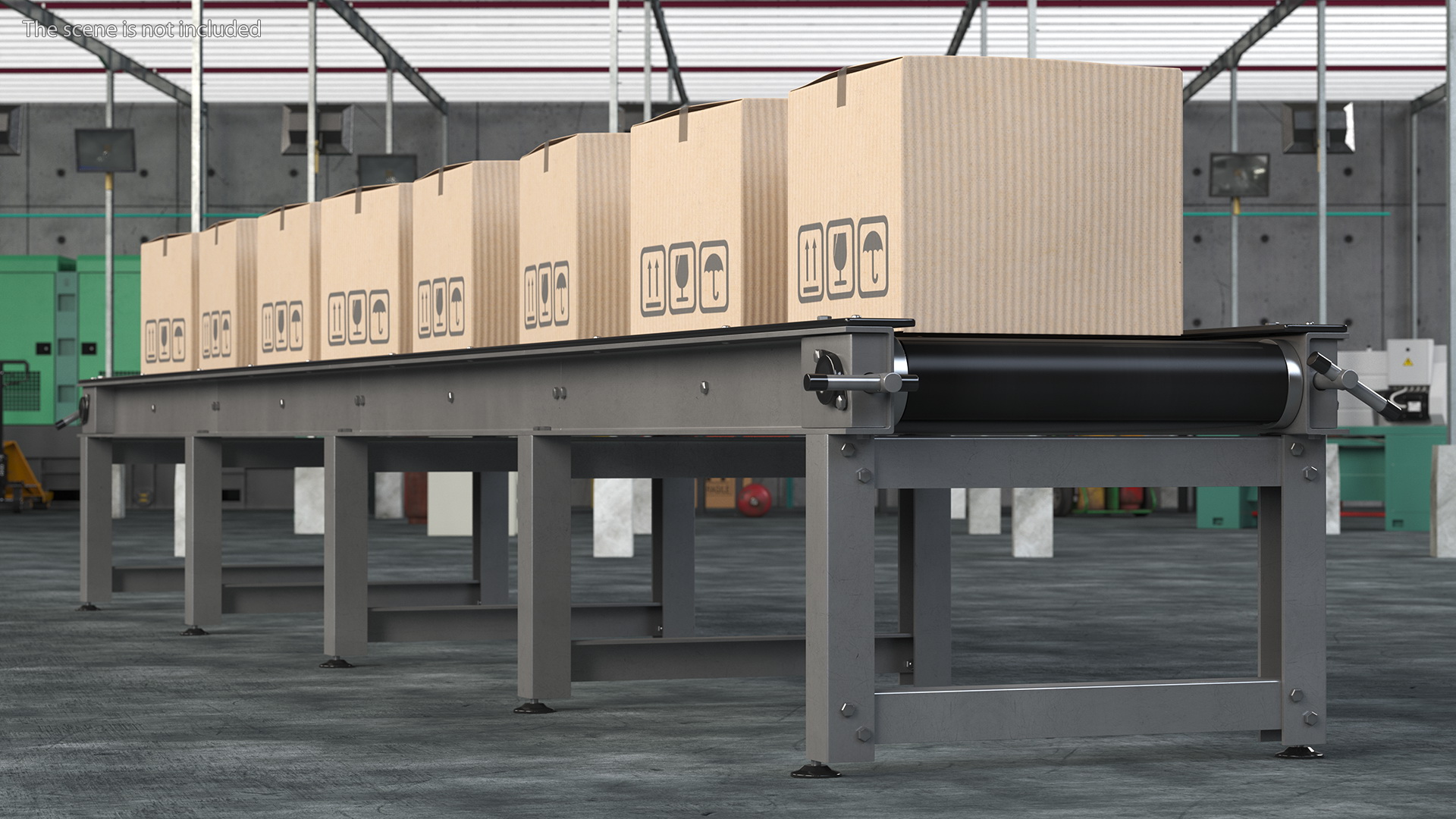 Conveyor Belt With Box 3D