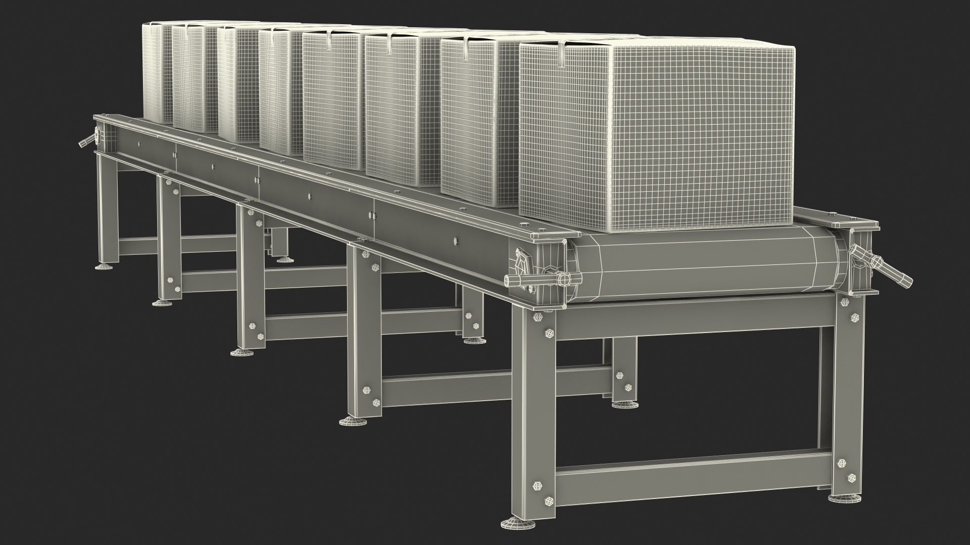 Conveyor Belt With Box 3D
