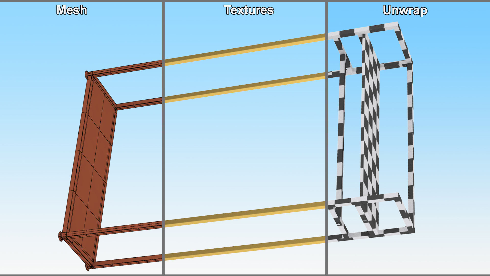 3D Golden Cloth Rack with Shelf model