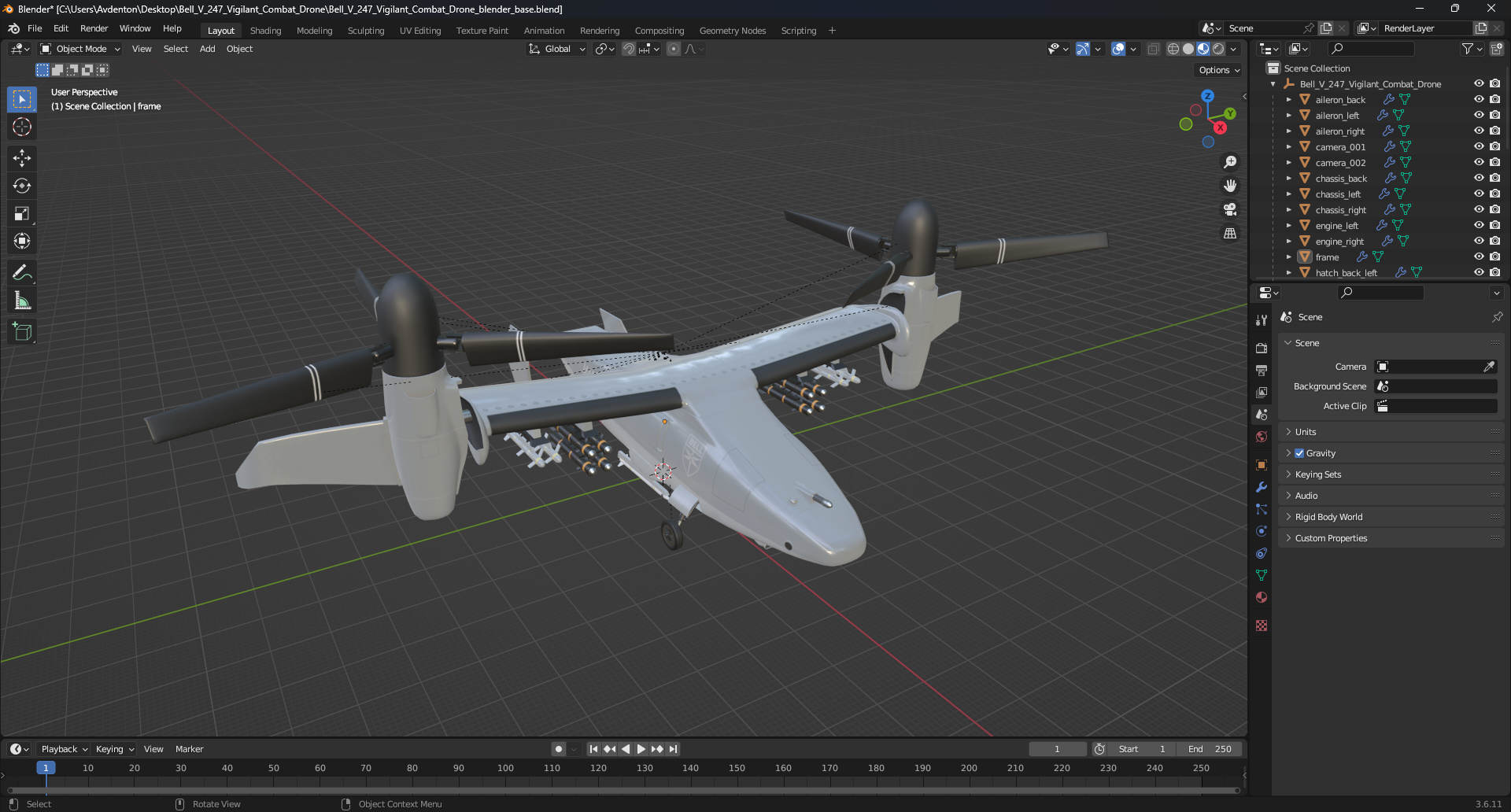 Bell V 247 Vigilant Combat Drone 3D