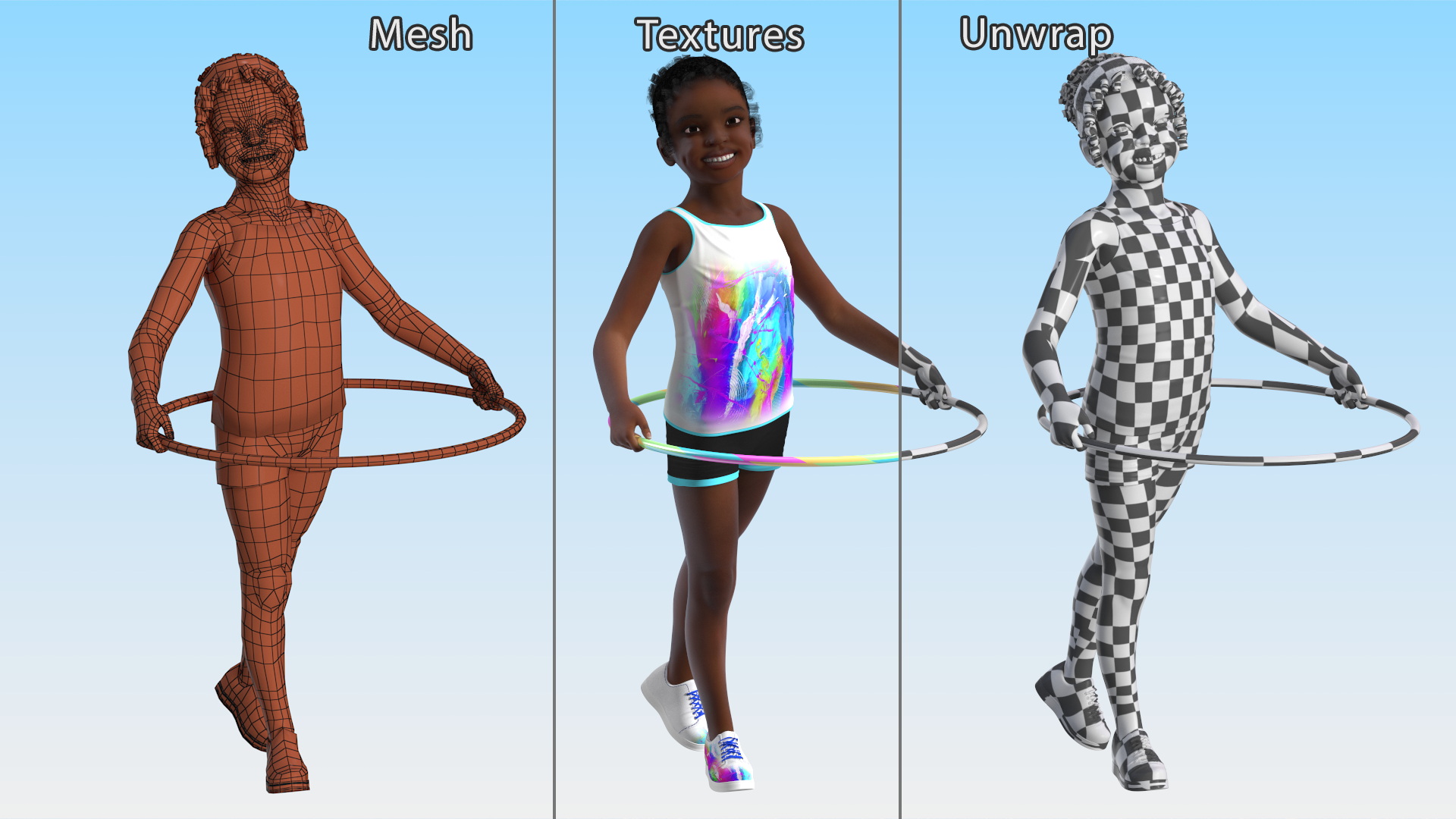 Smiling Sport Style Girl Child Standing 3D model