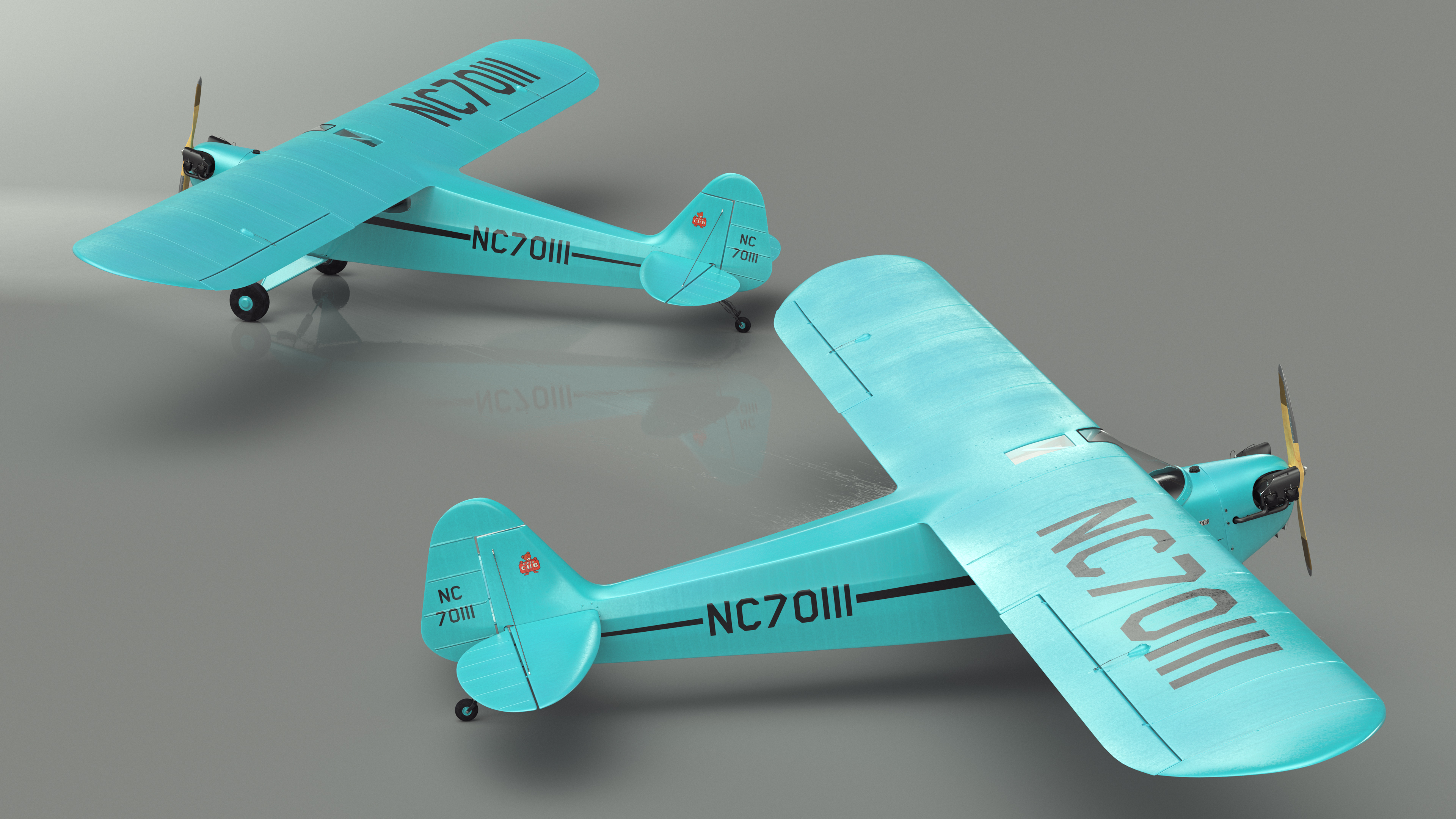 3D model Piper Cub Aircraft Rigged