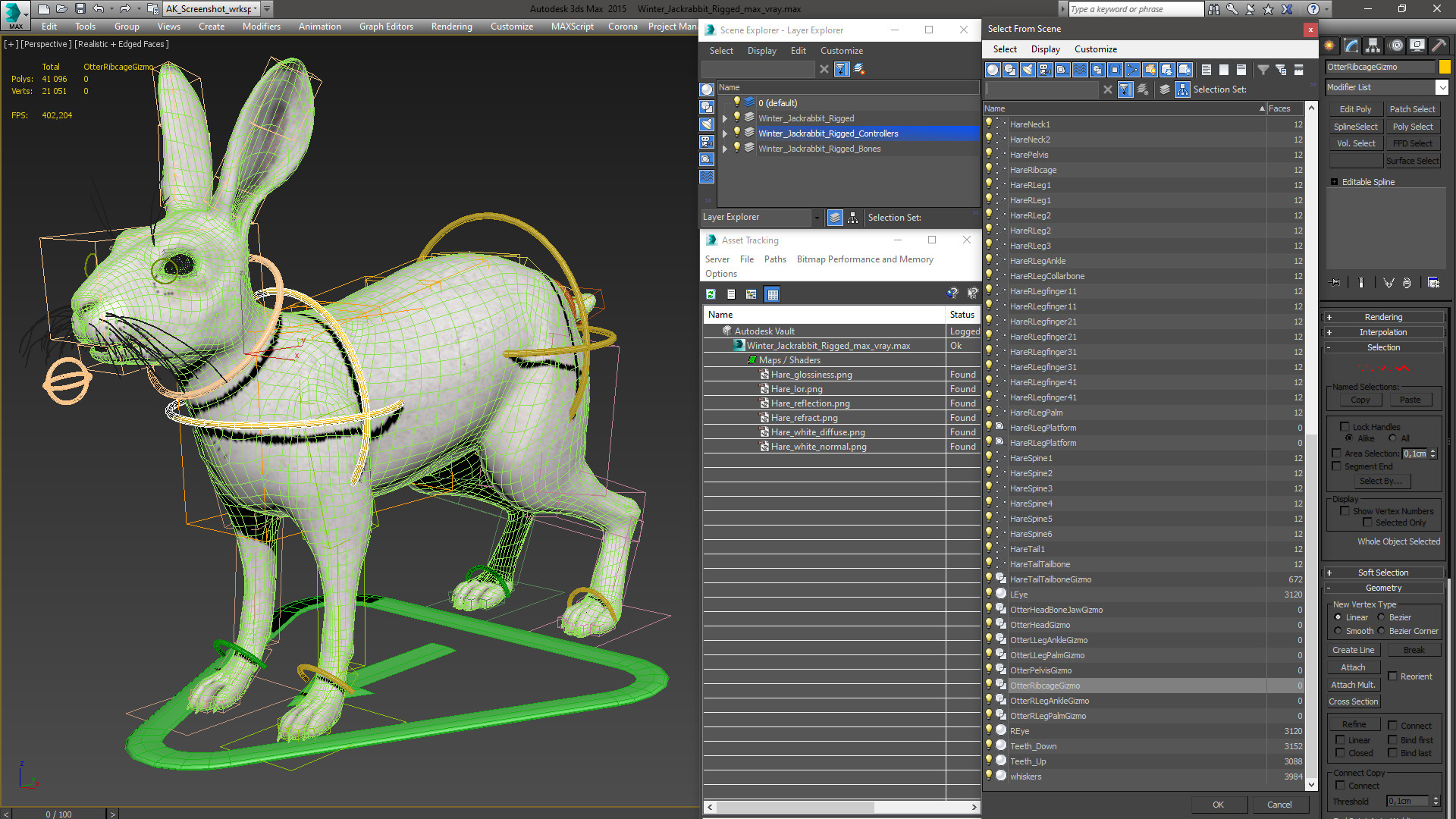 3D Winter Jackrabbit Rigged for Maya model
