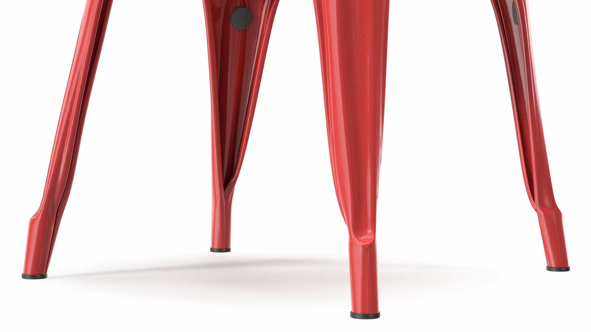Red Metal Stackable Chair Wooden Seat 3D