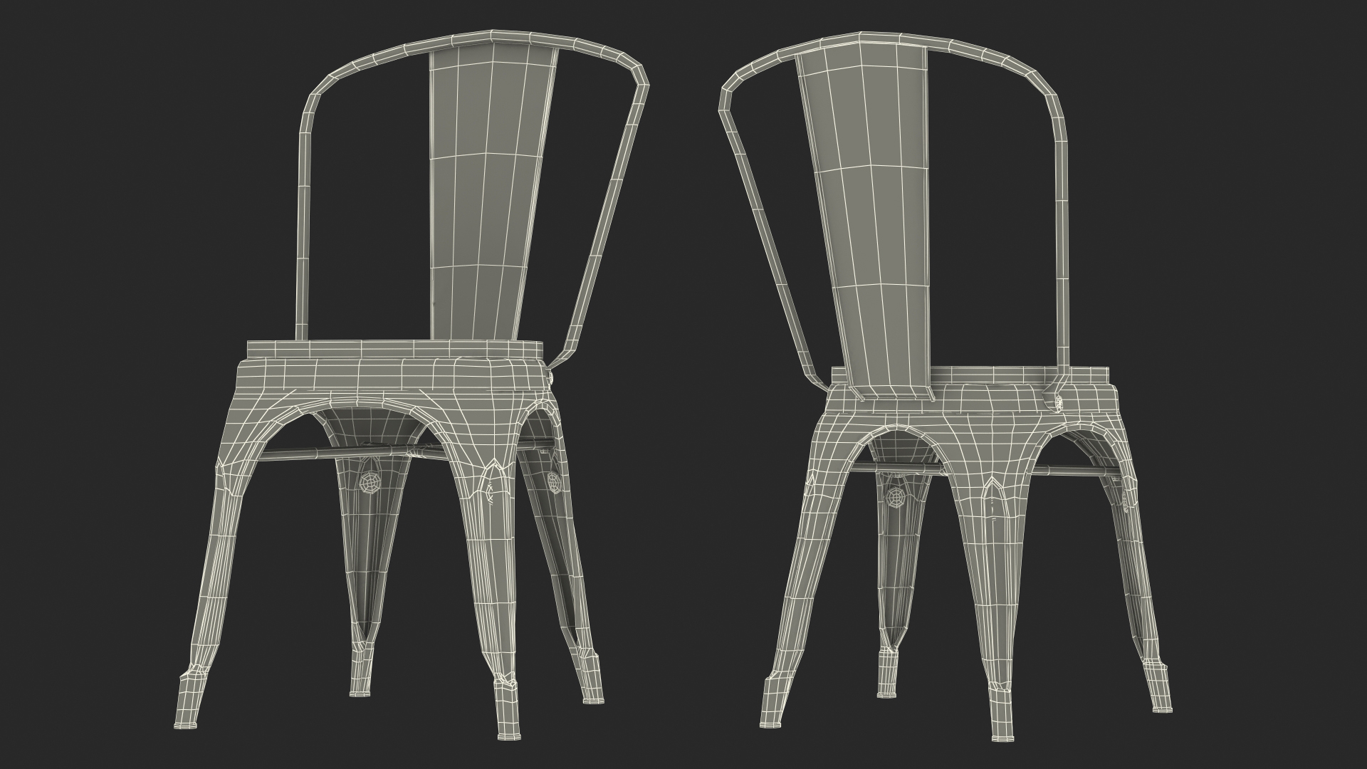 Red Metal Stackable Chair Wooden Seat 3D
