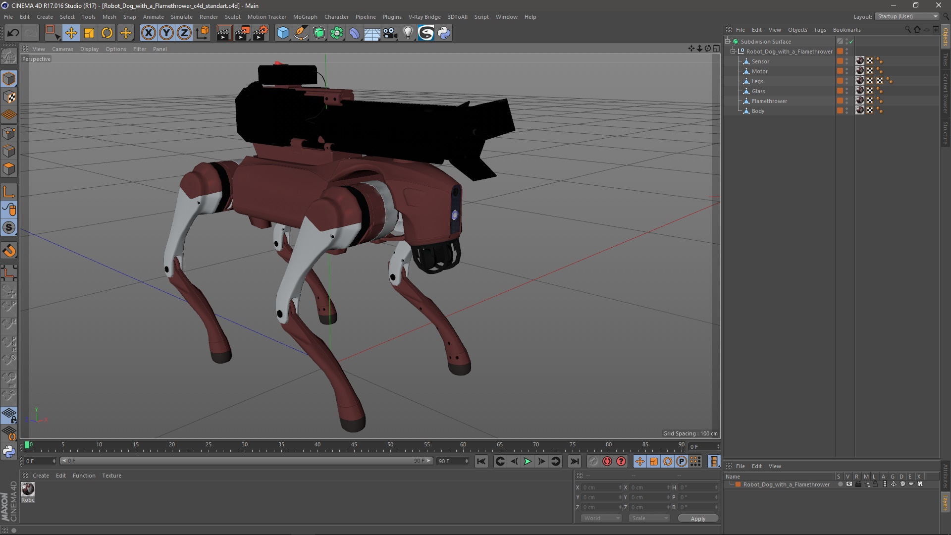 Robot Dog with a Flamethrower 3D model