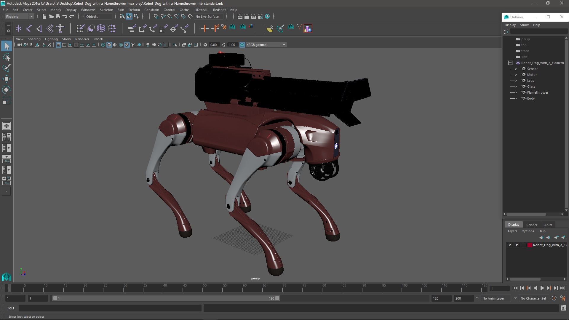 Robot Dog with a Flamethrower 3D model