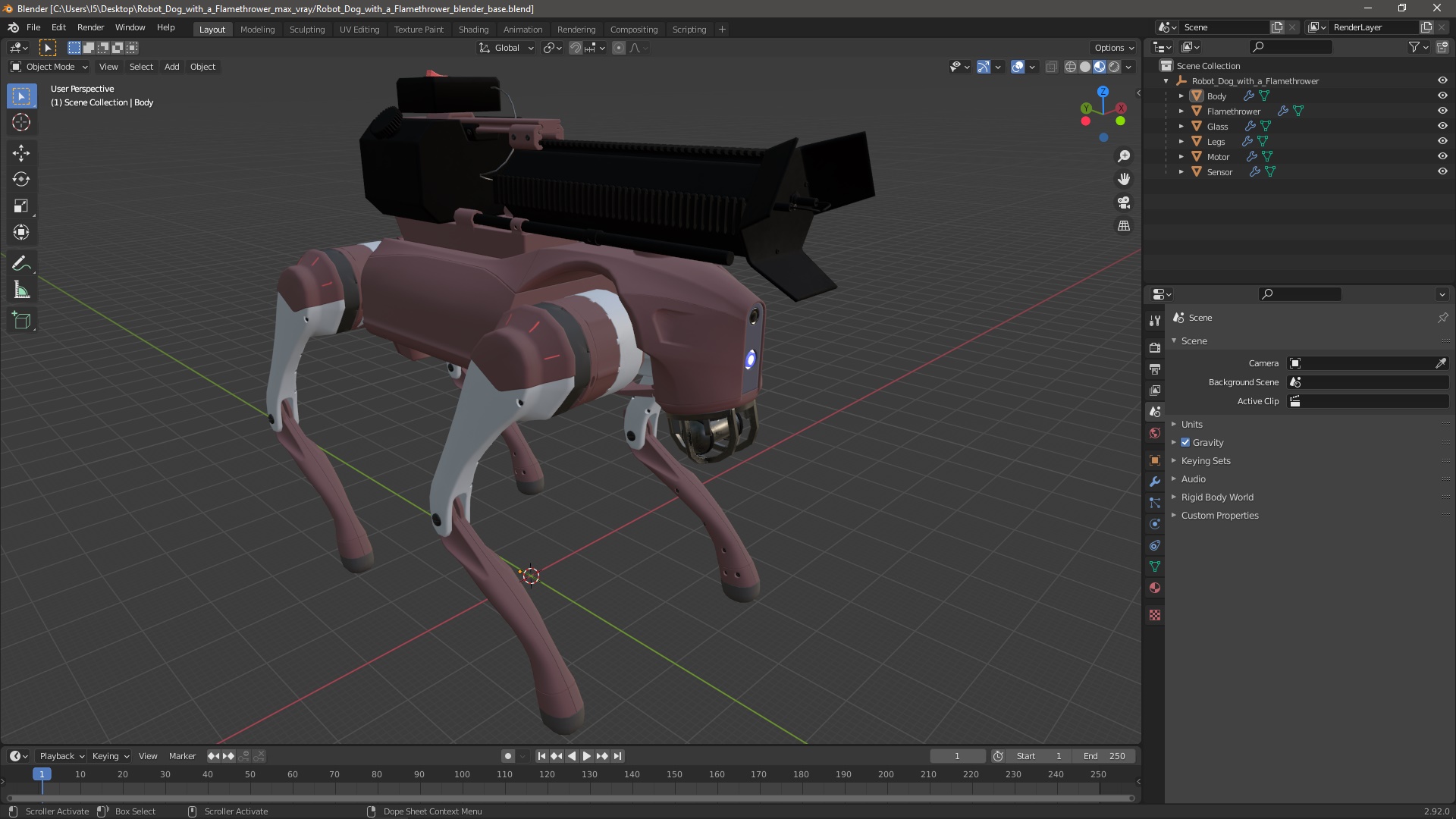 Robot Dog with a Flamethrower 3D model