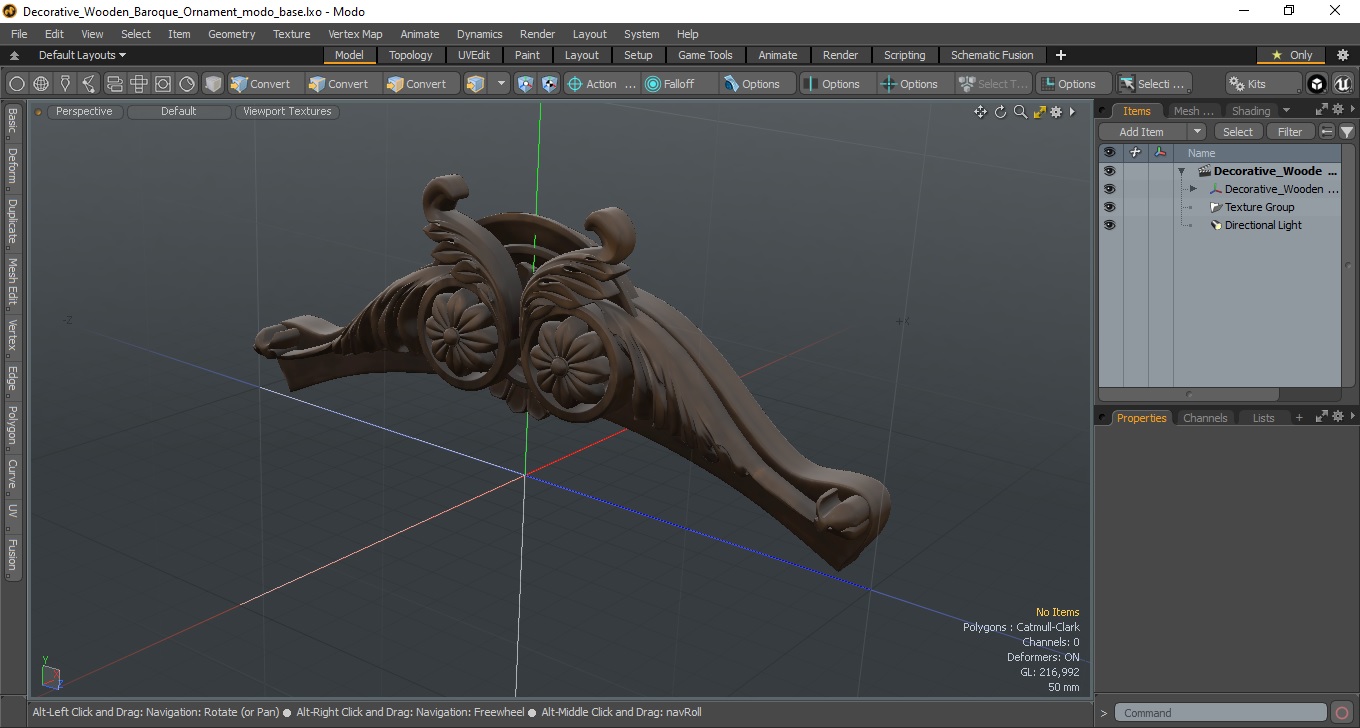 Decorative Wooden Baroque Ornament 3D model