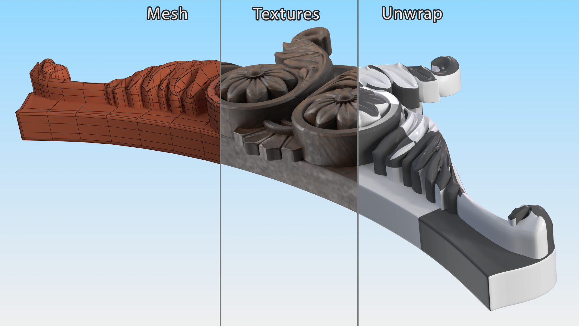 Decorative Wooden Baroque Ornament 3D model