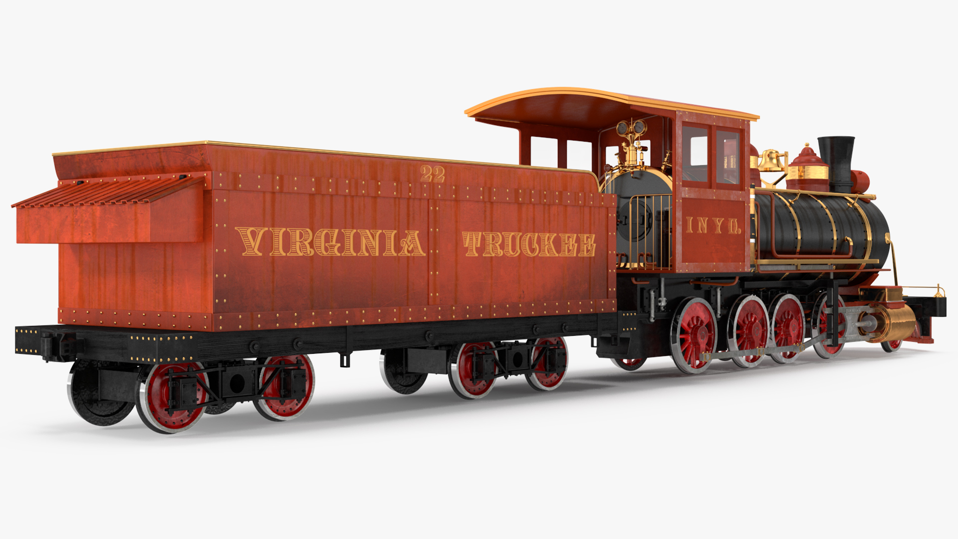 Steam Train And Freight Wagon 3D model