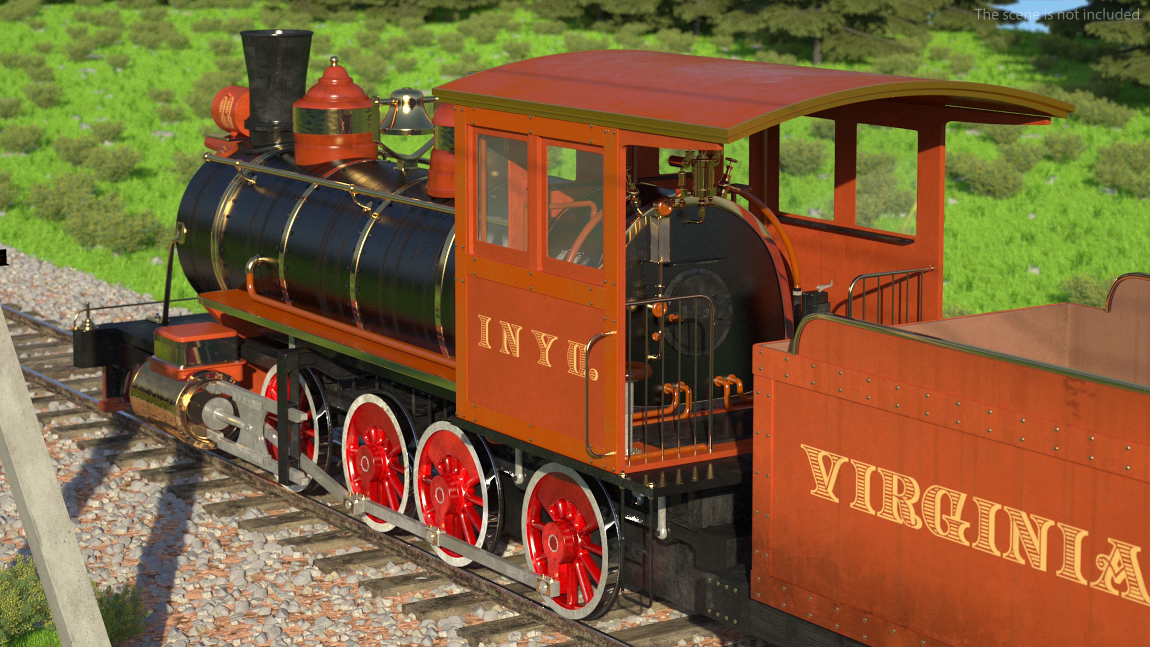 Steam Train And Freight Wagon 3D model