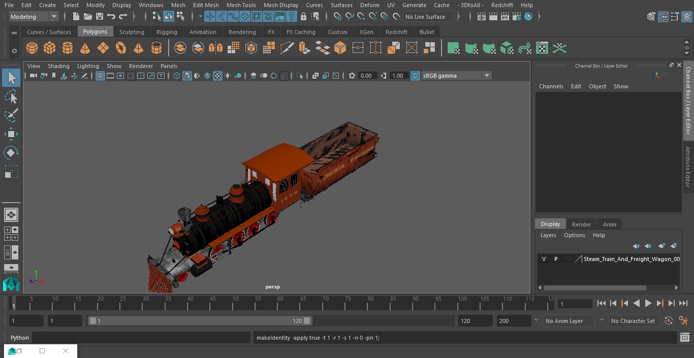 Steam Train And Freight Wagon 3D model