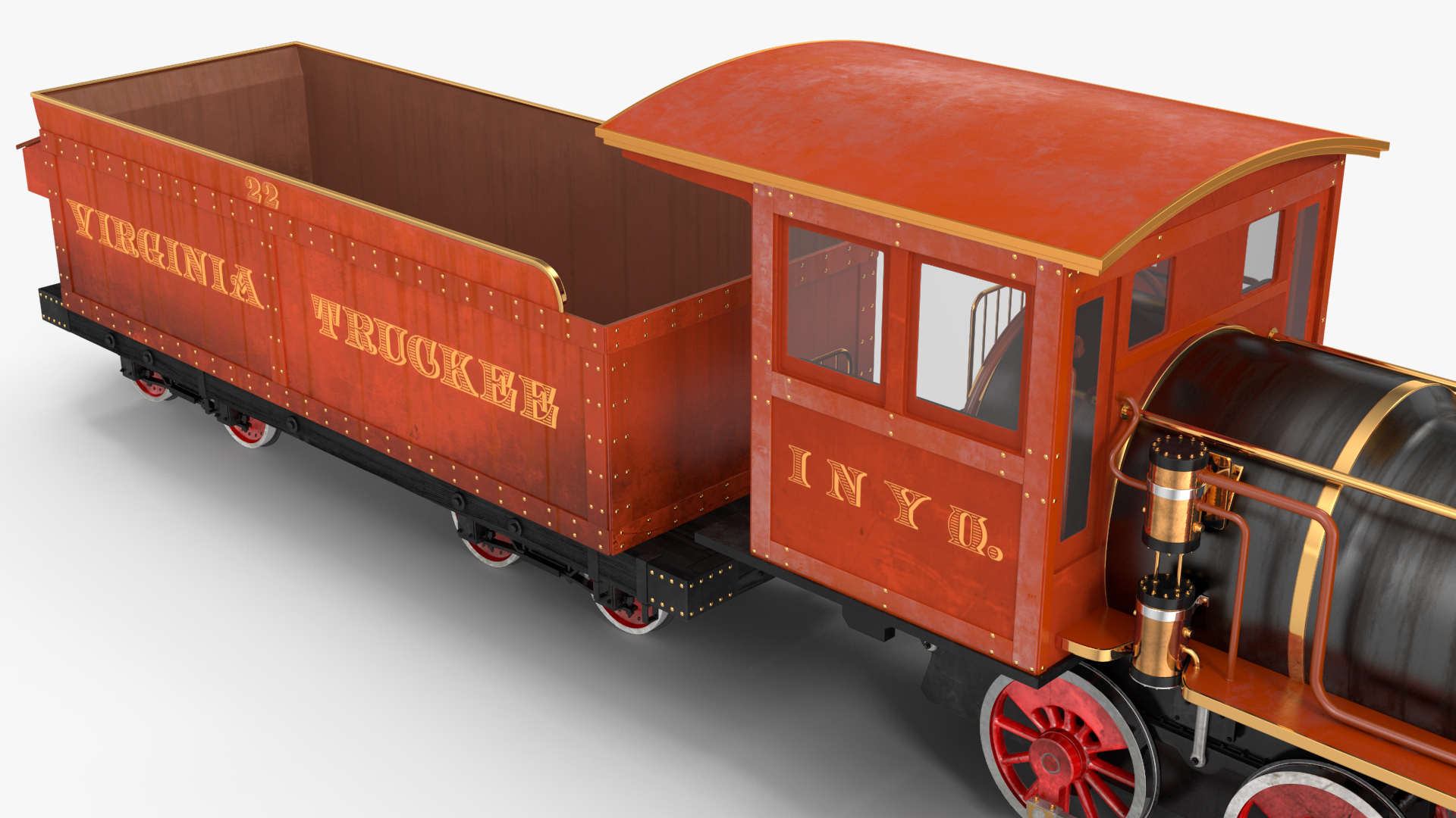 Steam Train And Freight Wagon 3D model